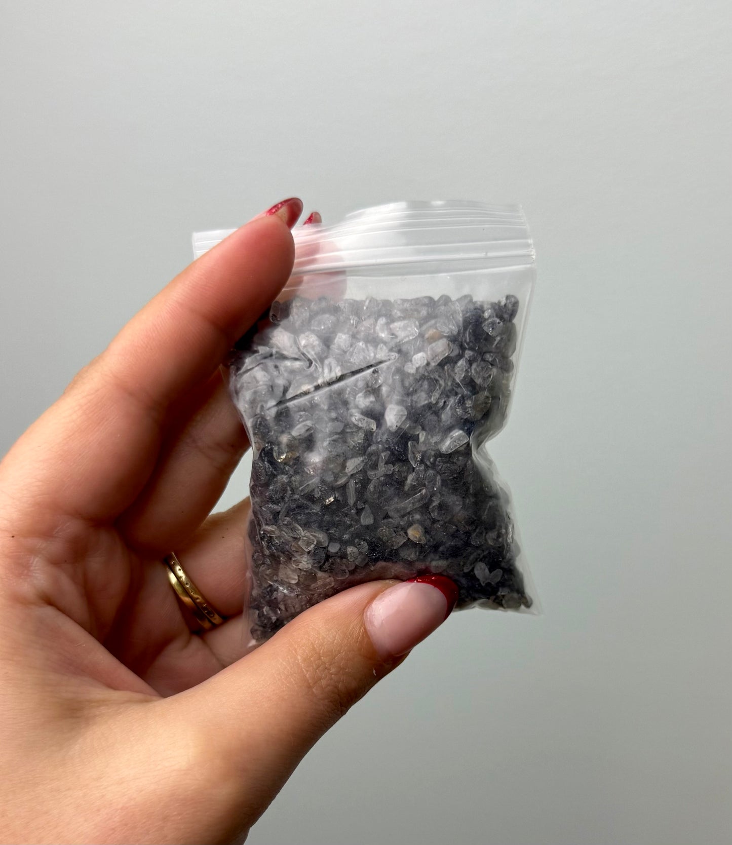 Black tourmaline in Quartz chip bags