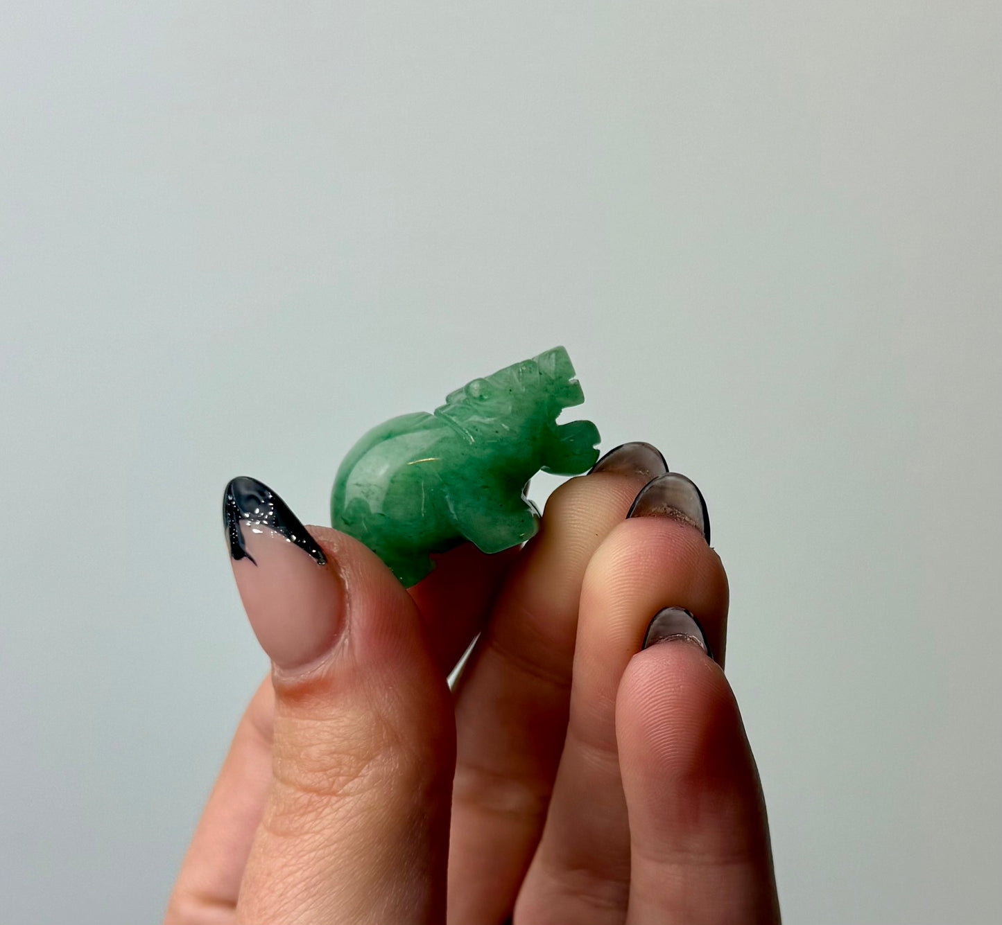 Green aventurine hippopotamus carving 