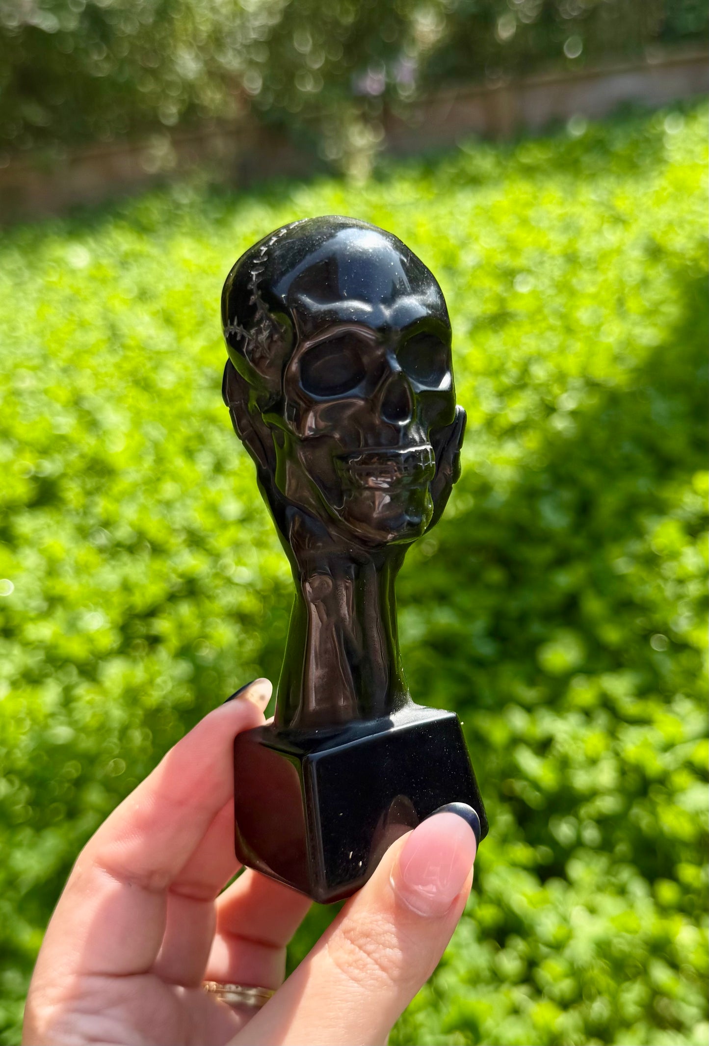 Obsidian skull carvings