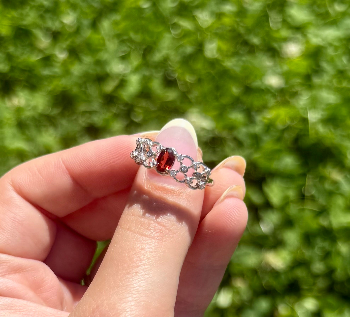 Garnet adjustable ring