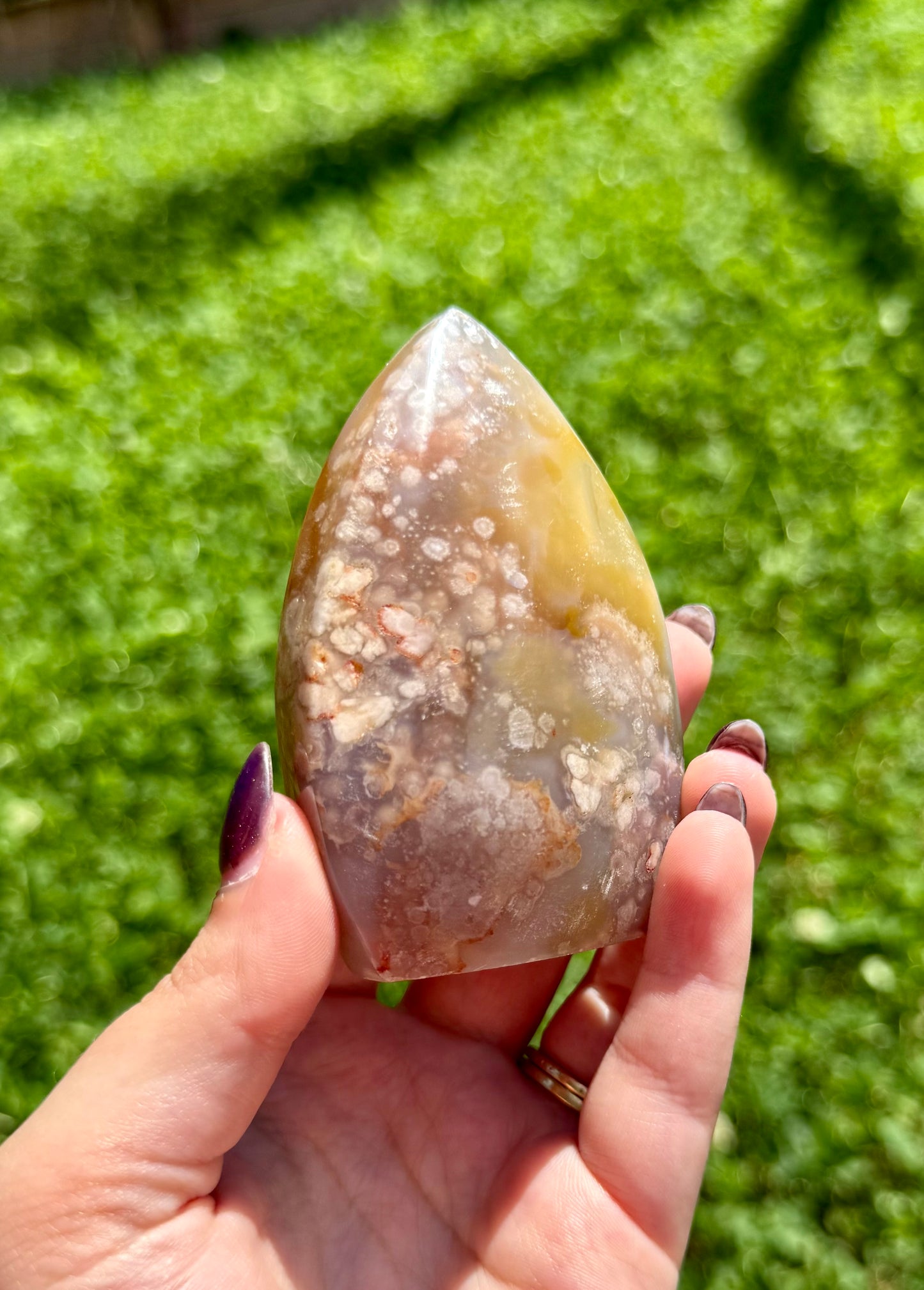 Flower agate tear freeform