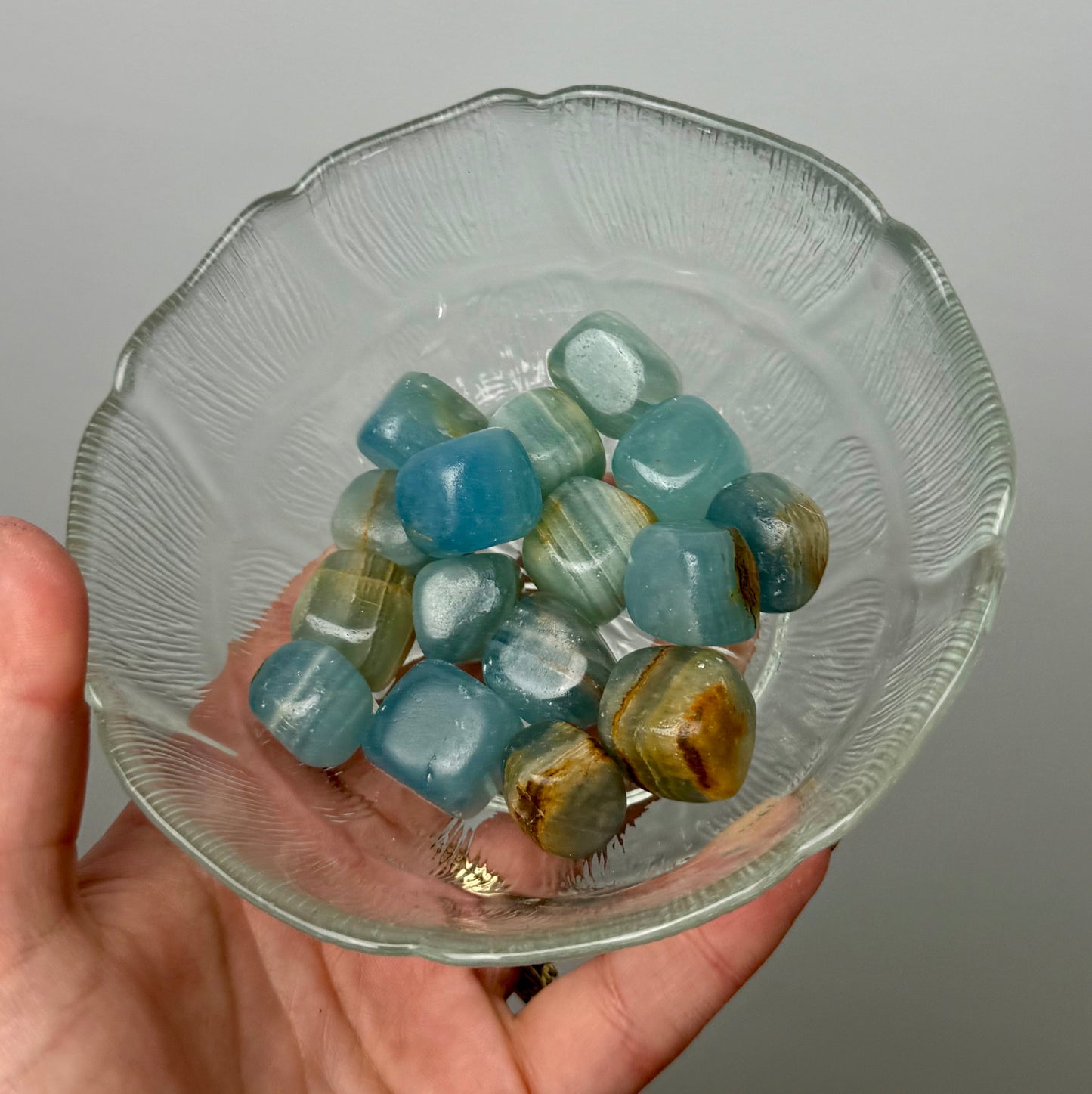 “Blue onyx” aquatine Lemurian calcite cubes
