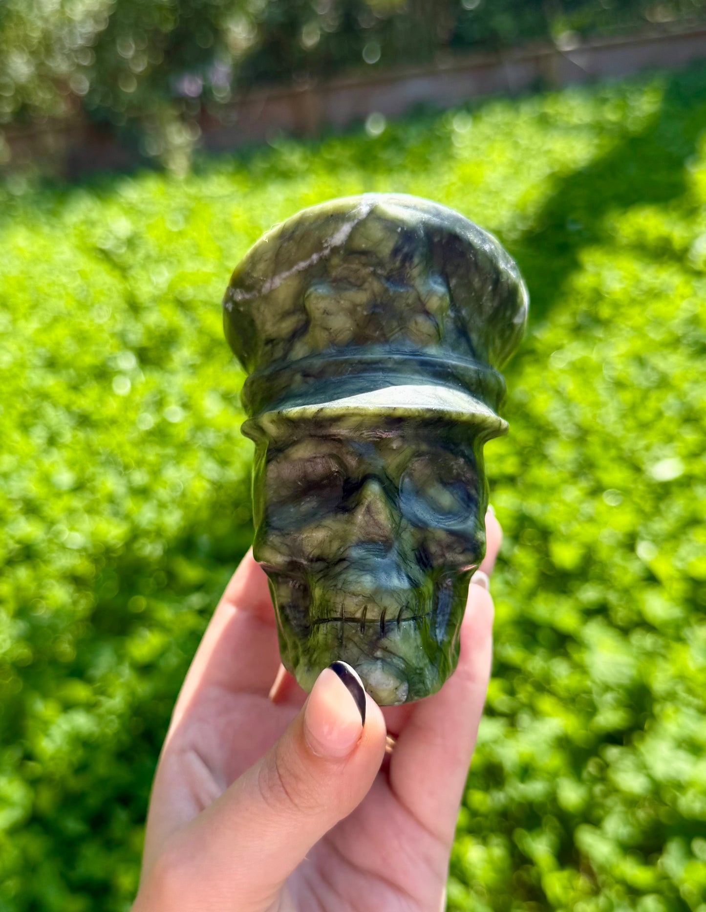 Jade skull carving