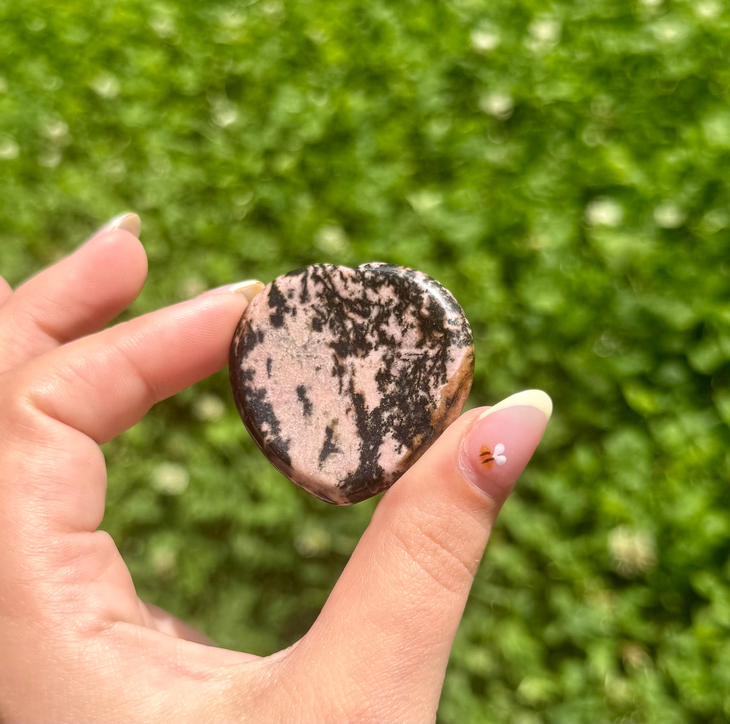 Rhodonite heart worry stone