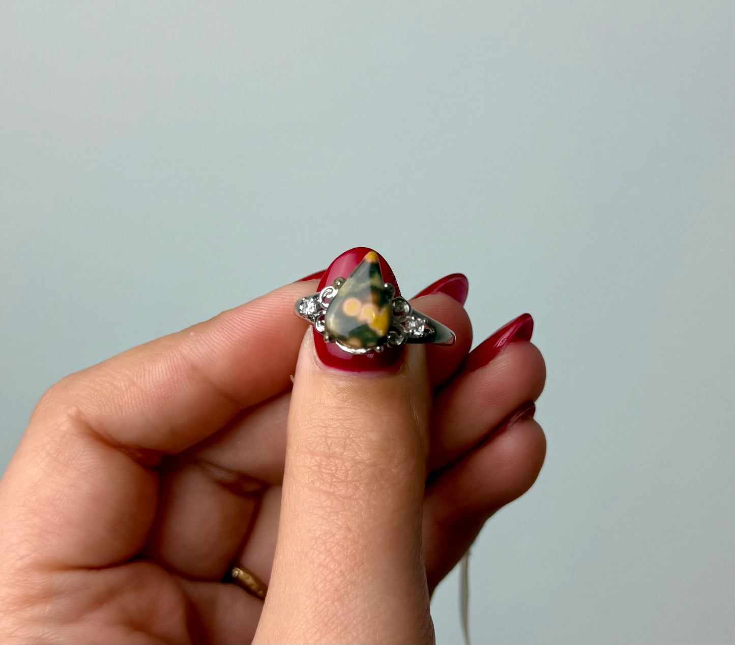 Ocean jasper adjustable ring