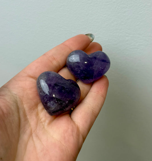 Amethyst heart carvings