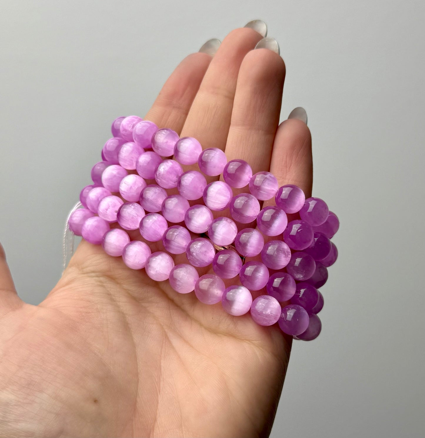 Dyed pink purple satin spar bracelets