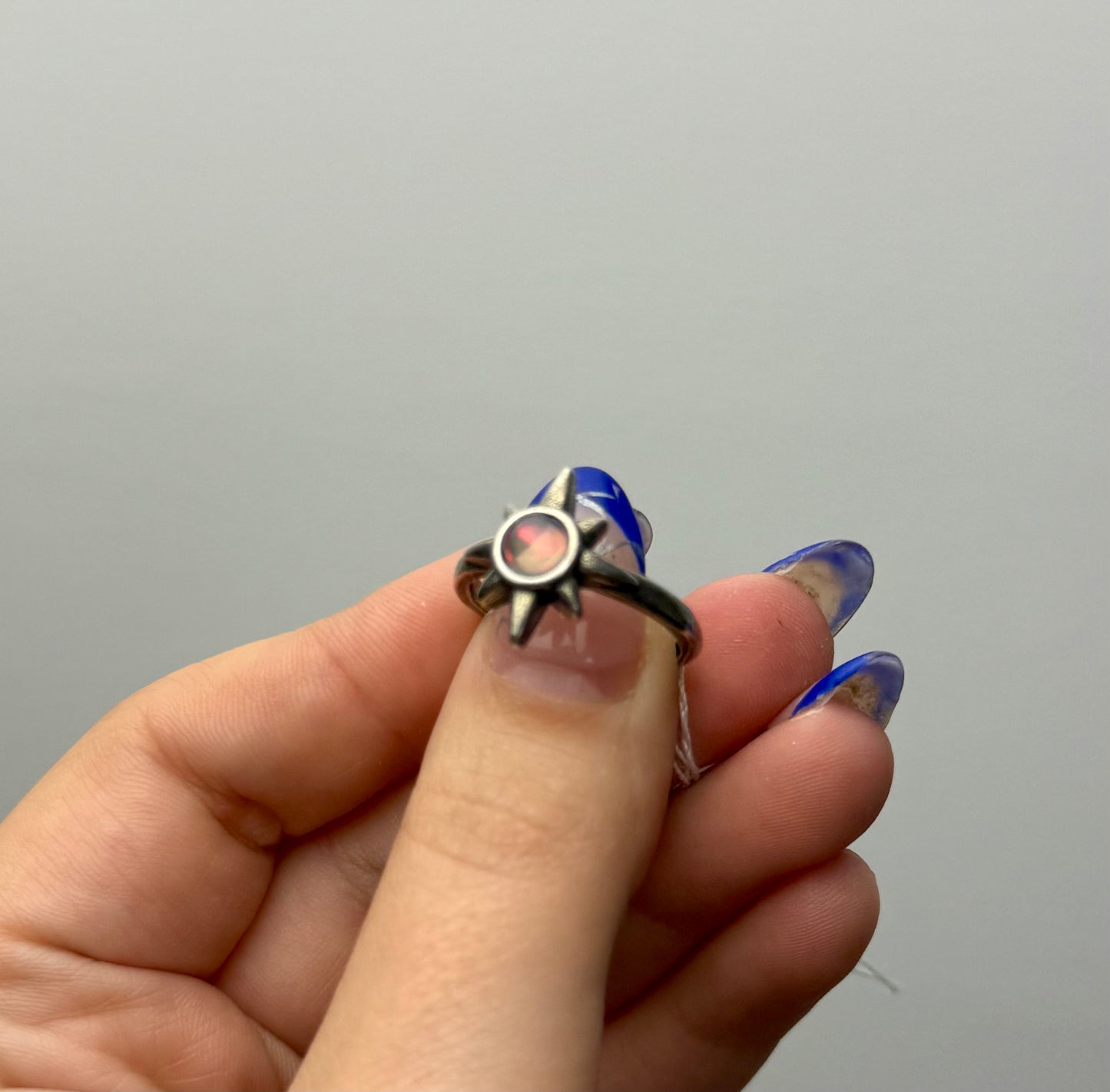 Opal star adjustable ring