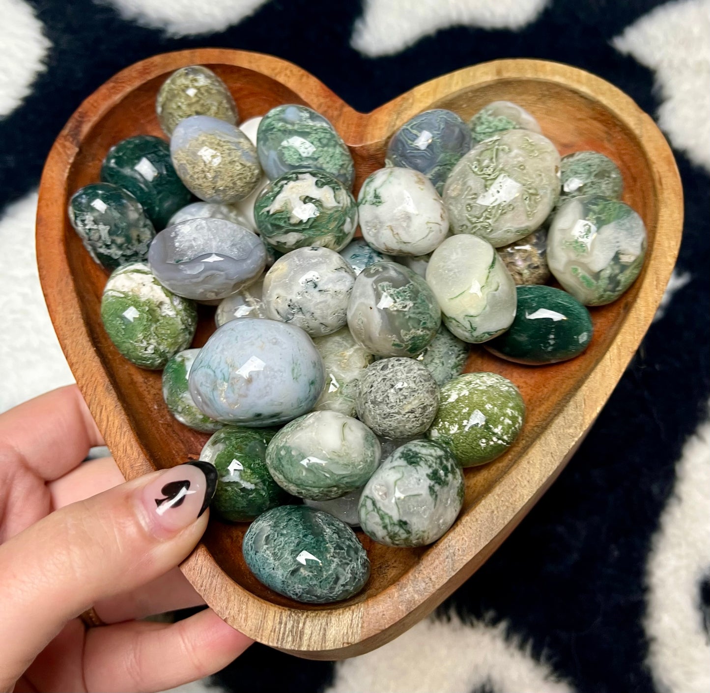 Moss agate tumbles