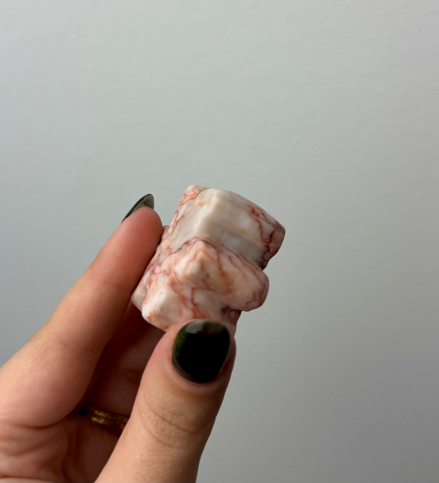 Red vein jasper snowflake carving