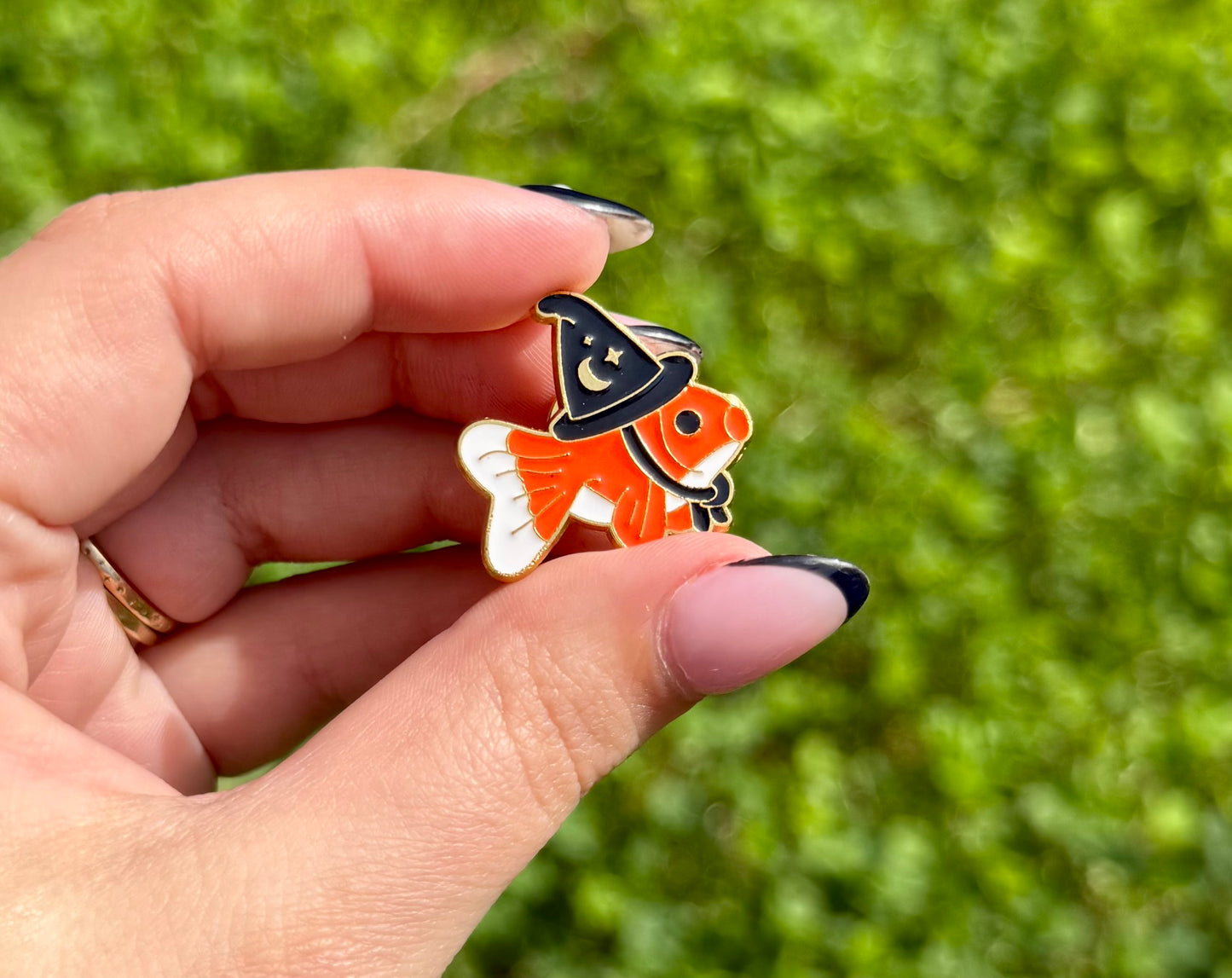 Witch fish enamel pins