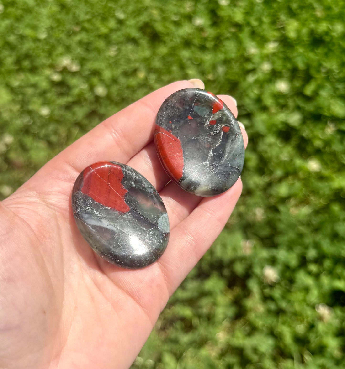 Bloodstone worry stones