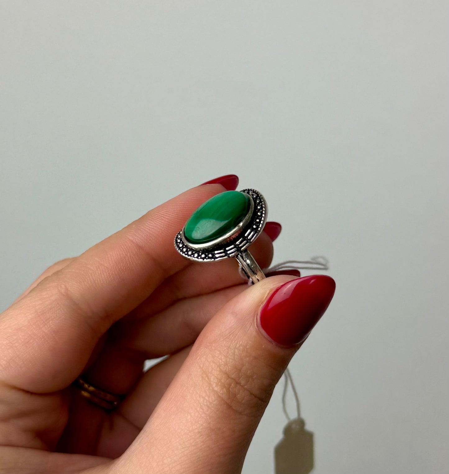 Malachite adjustable ring