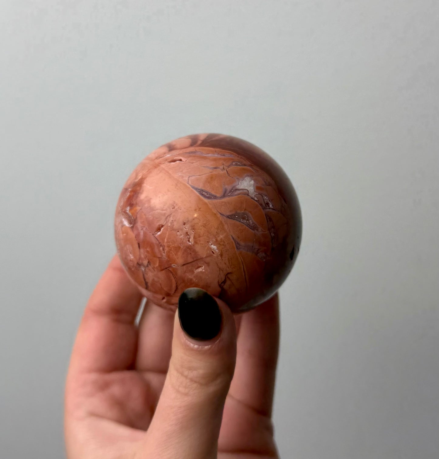 Pink chalcedony “cotton candy agate” sphere