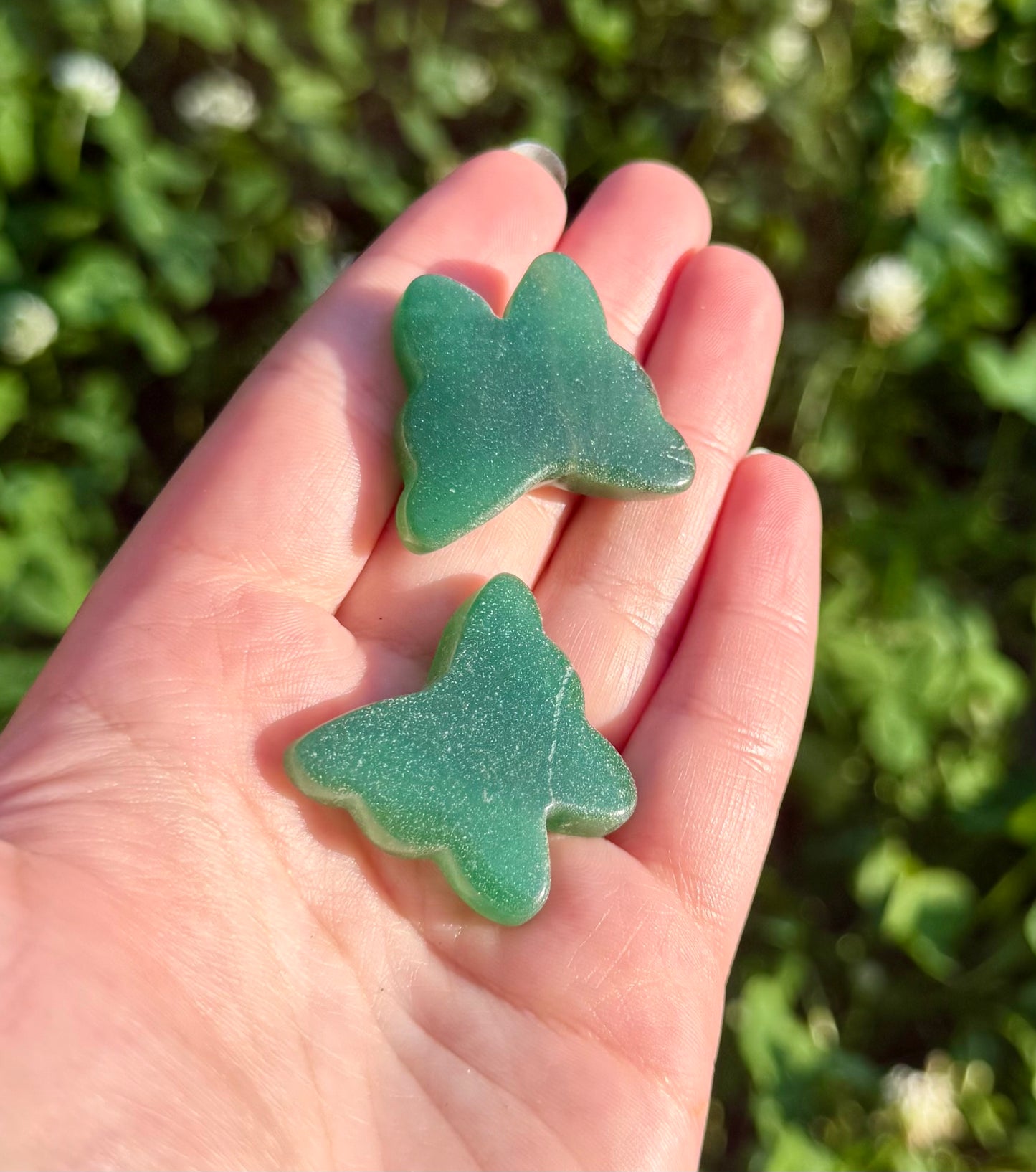 Green aventurine butterfly carvings