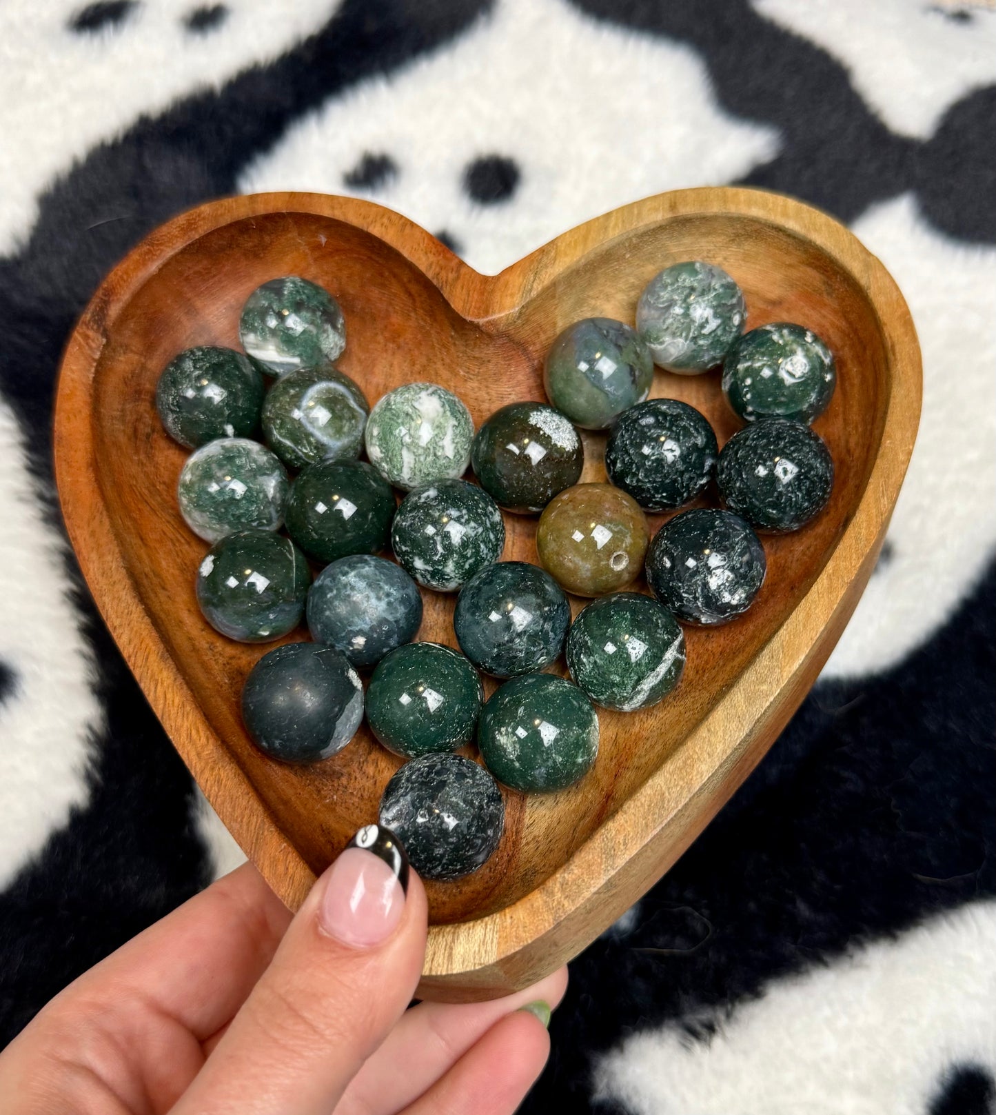 Moss agate mini spheres