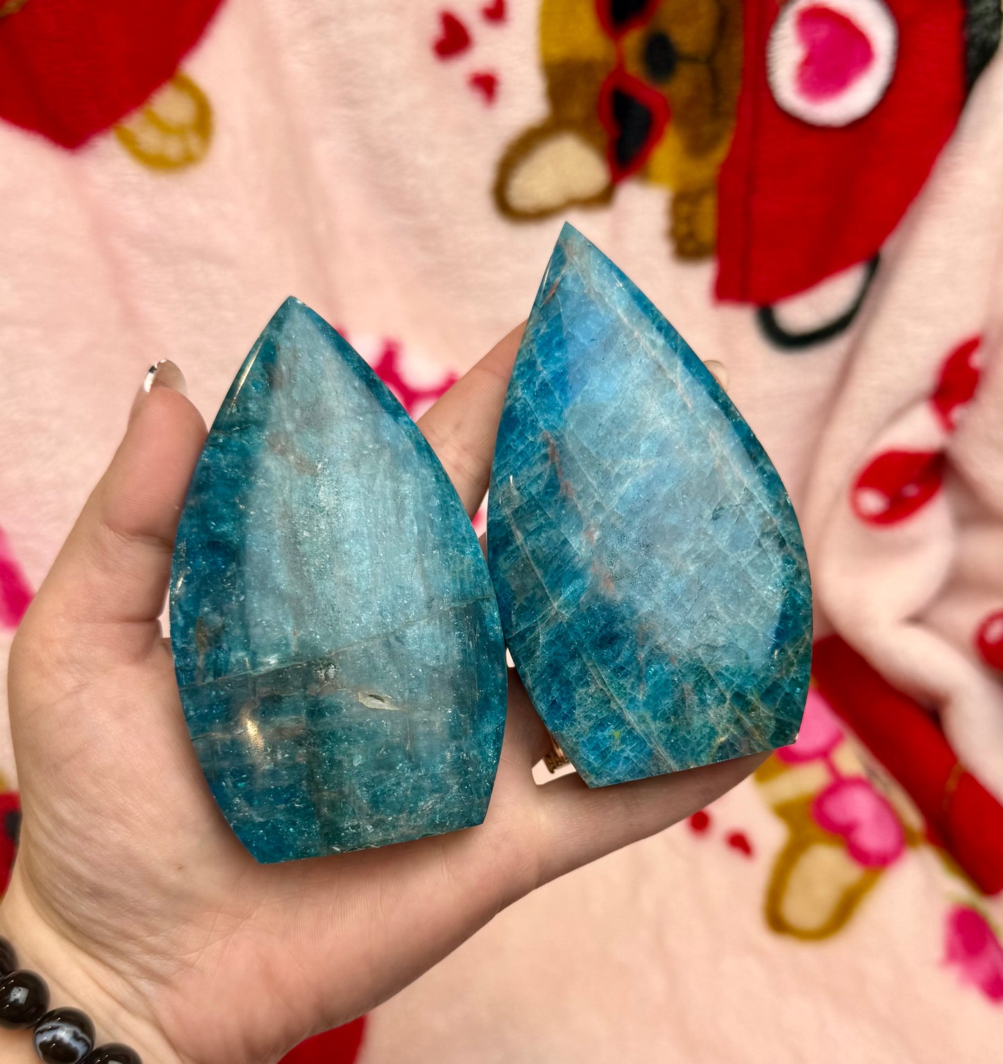 Blue apatite tear freeforms