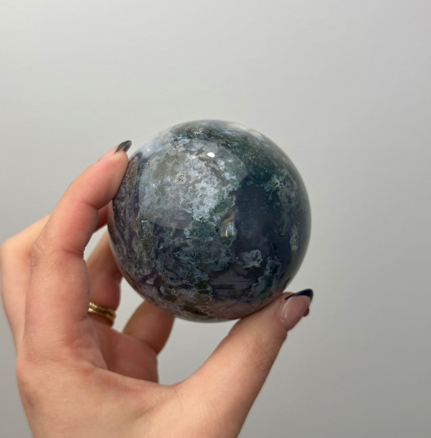 Moss agate sphere