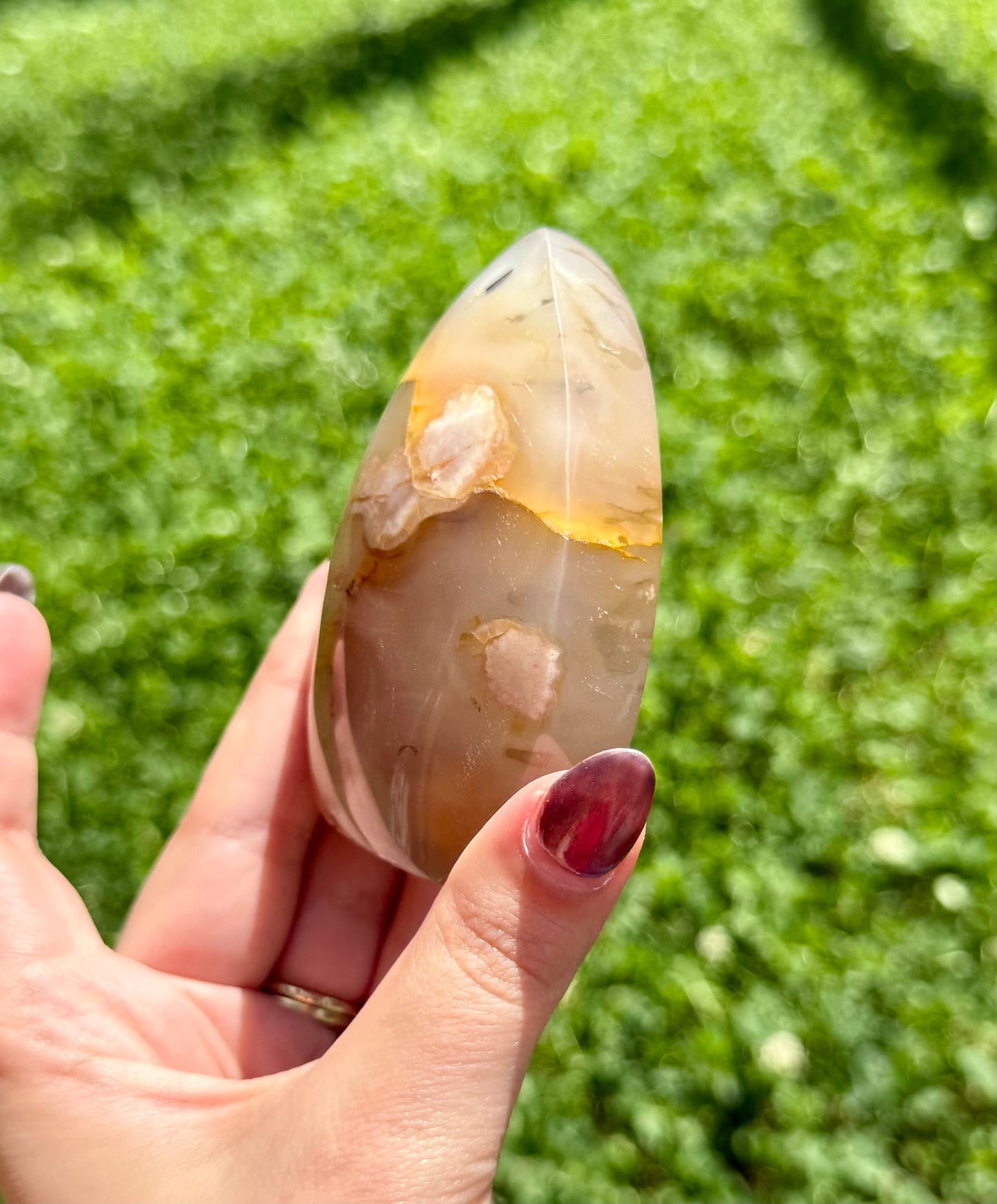 Flower agate tear freeform