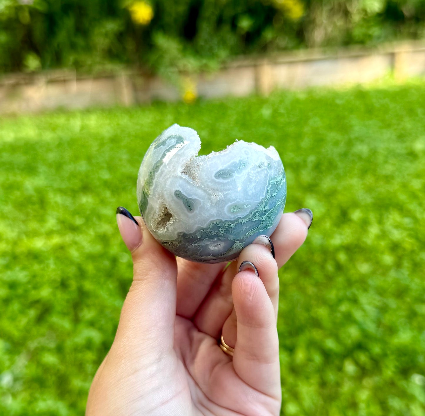 Moss agate sphere