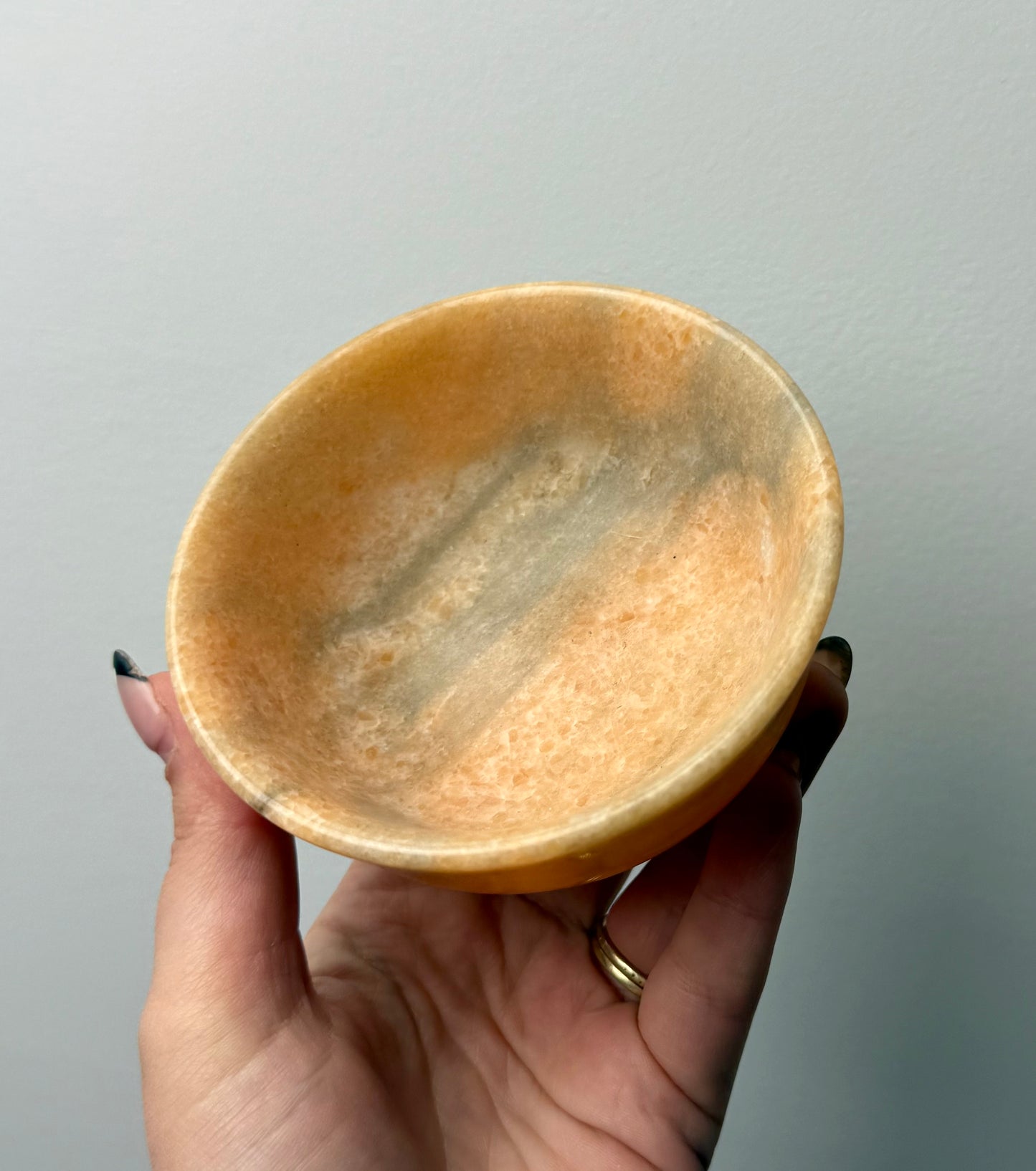 Peach stone jade bowl