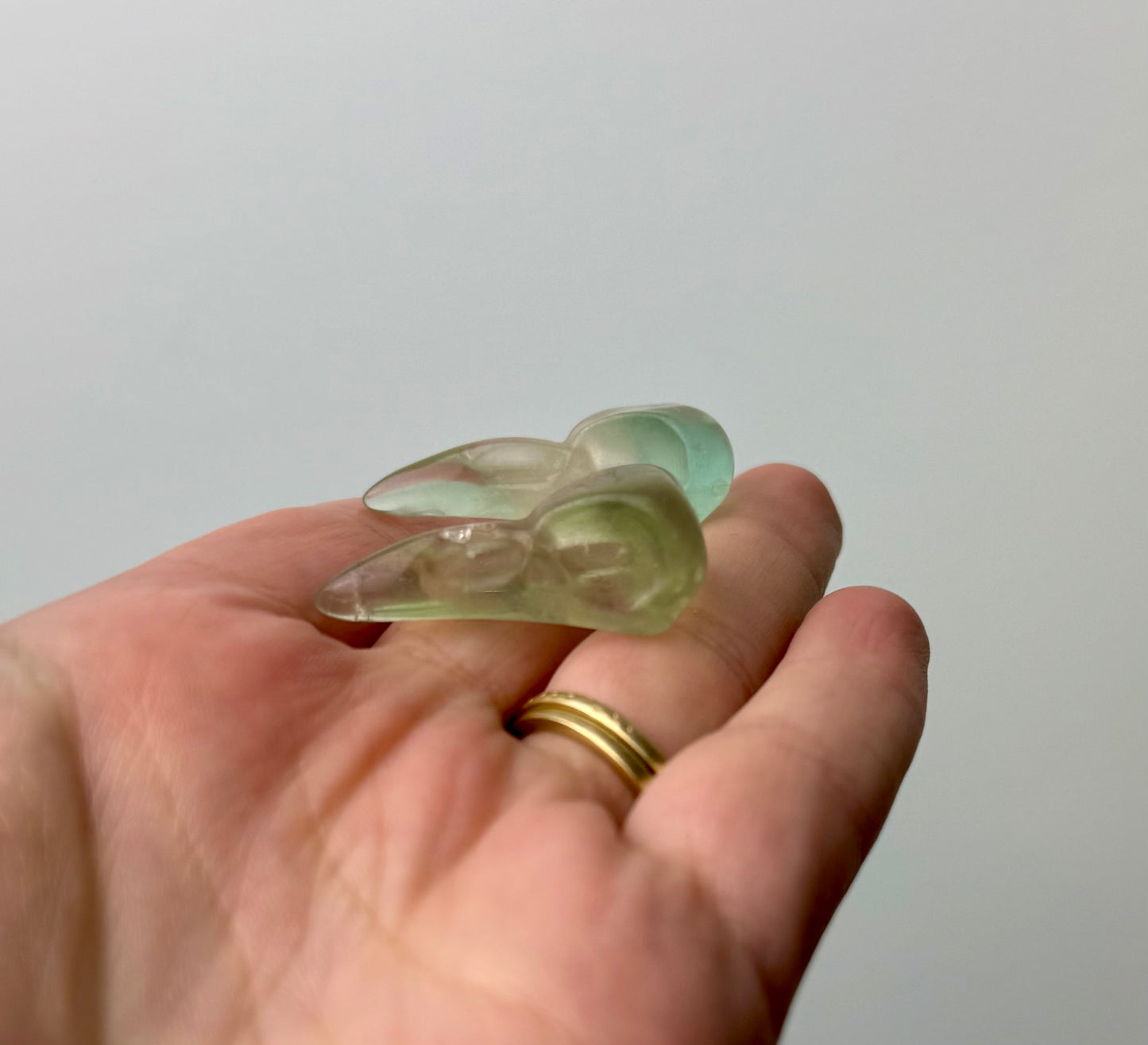 Fluorite Raven head carvings