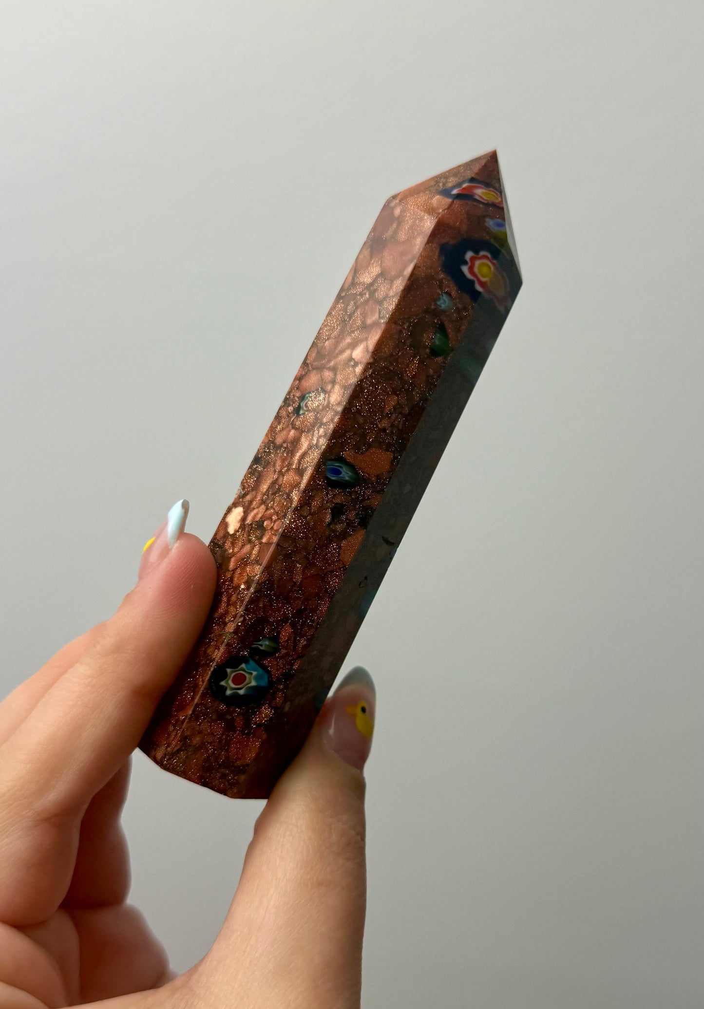 Glass goldstone mix man made tower