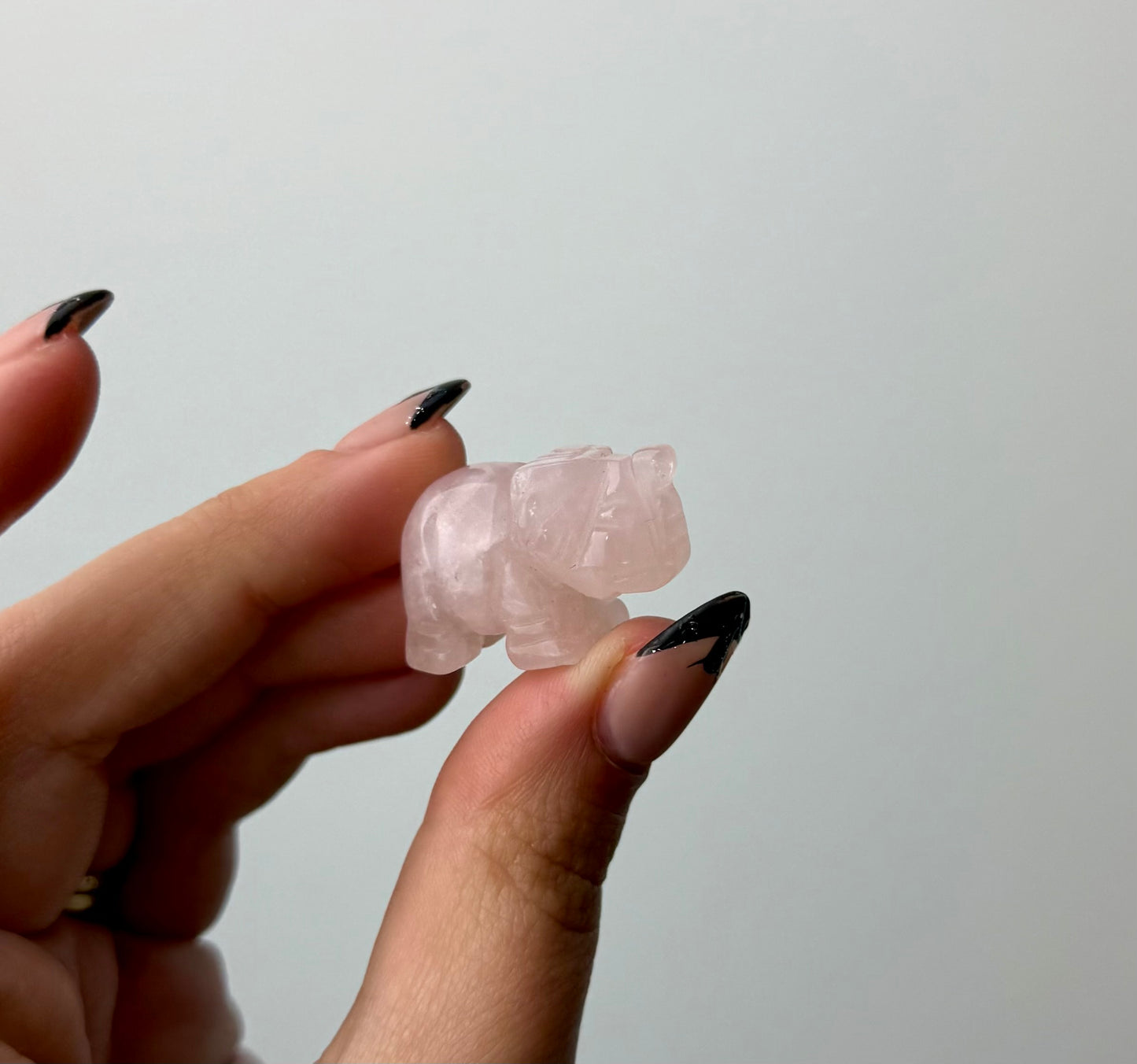 Rose Quartz elephant carving