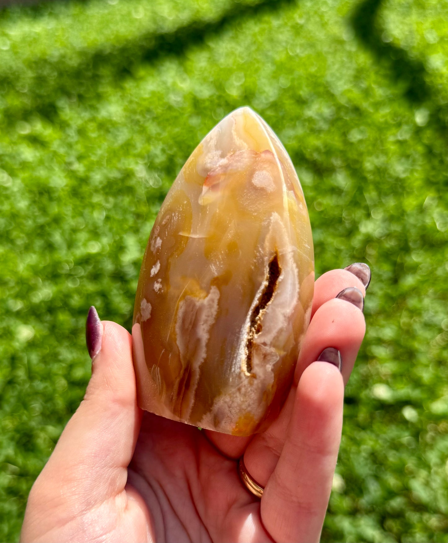 Flower agate tear freeform