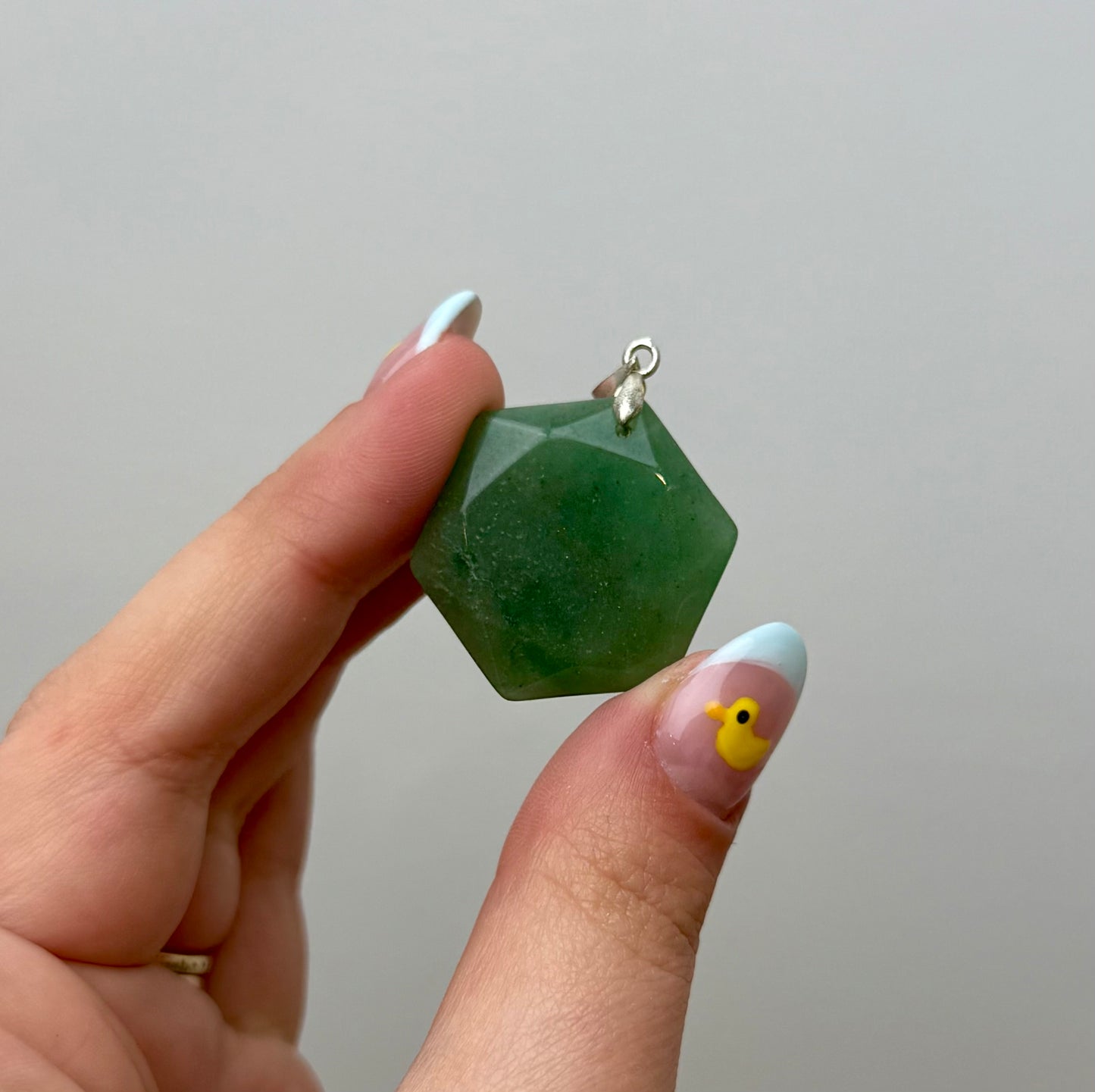 Green aventurine hexagon pendant