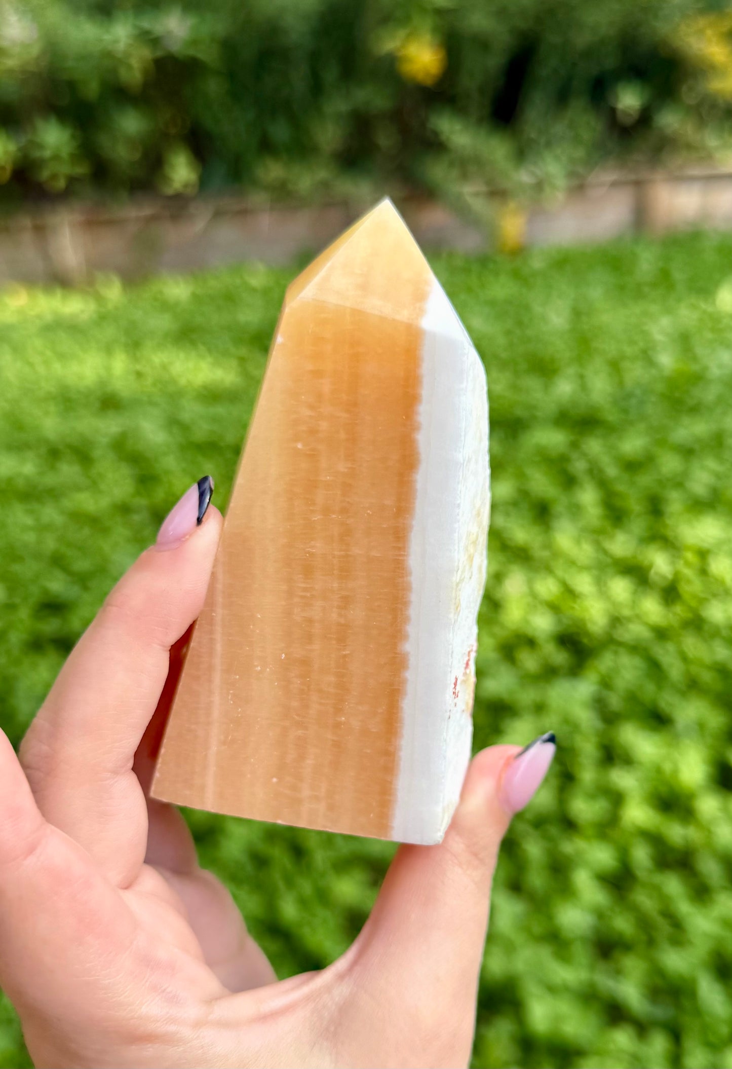 Imperfect orange calcite tower