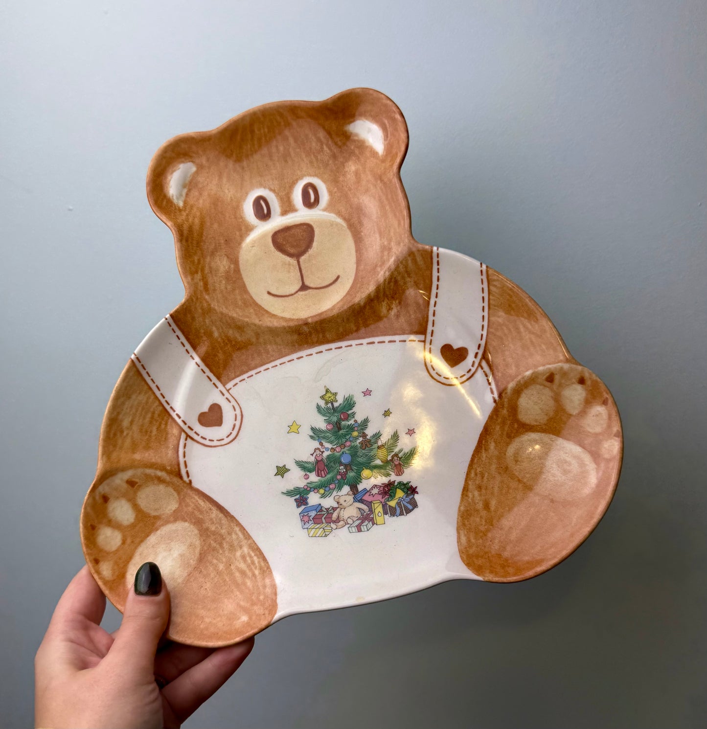 Christmas teddy bear dish thrifted find