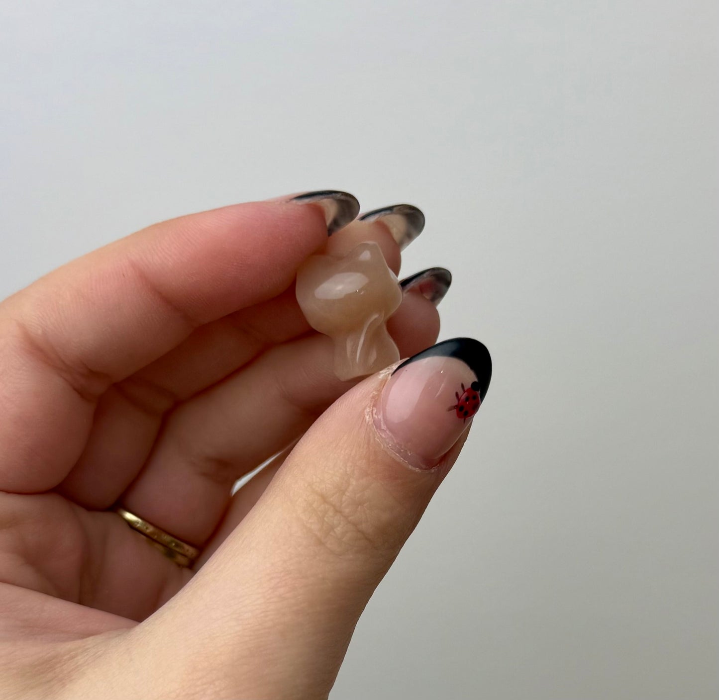 Peach moonstone sunstone mini cat carvings