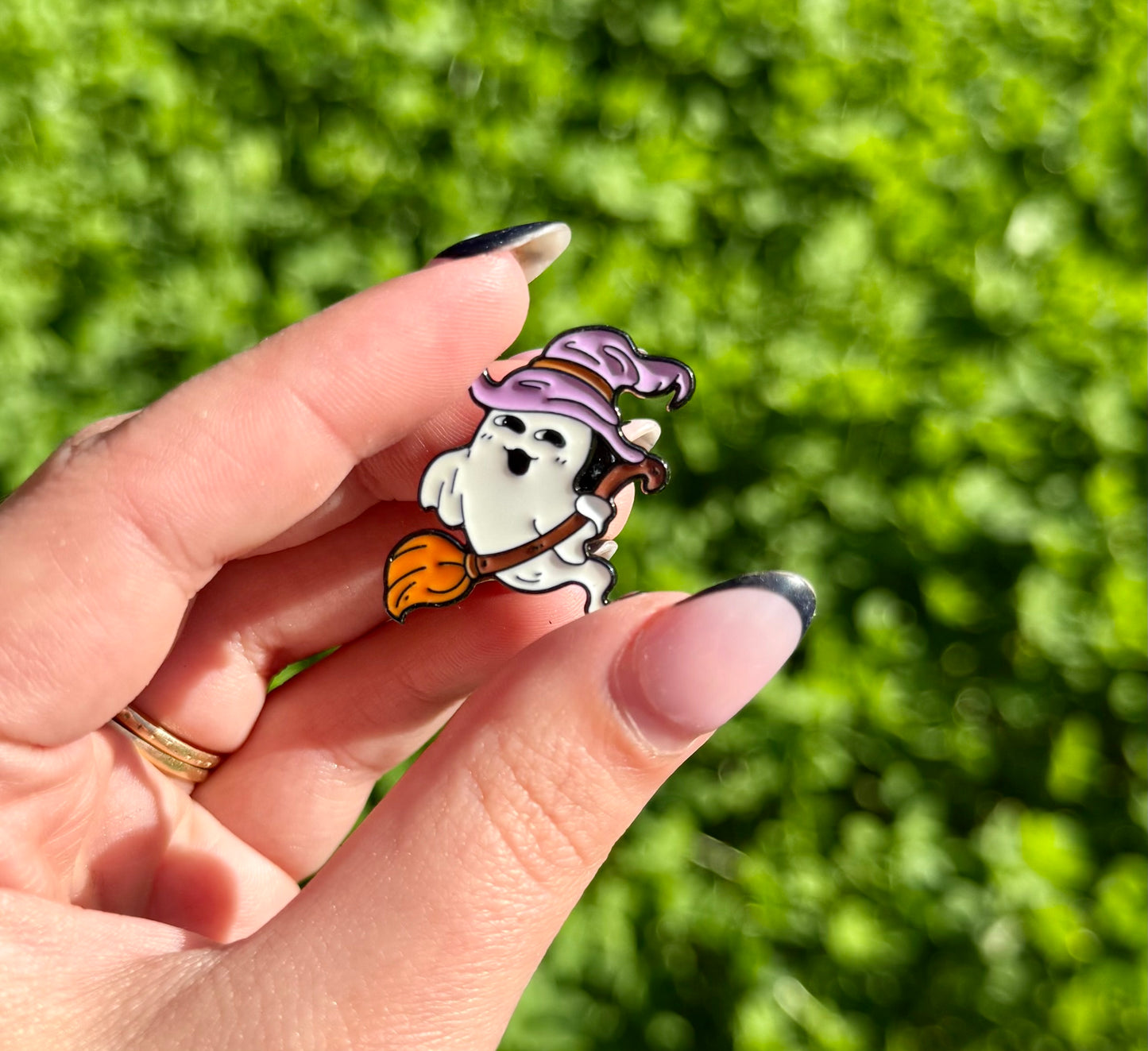 Ghost witch enamel pin