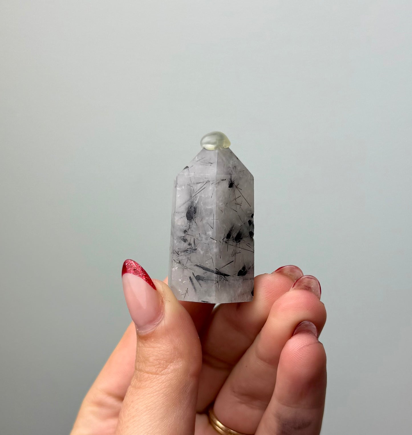 Black tourmaline in Quartz tower