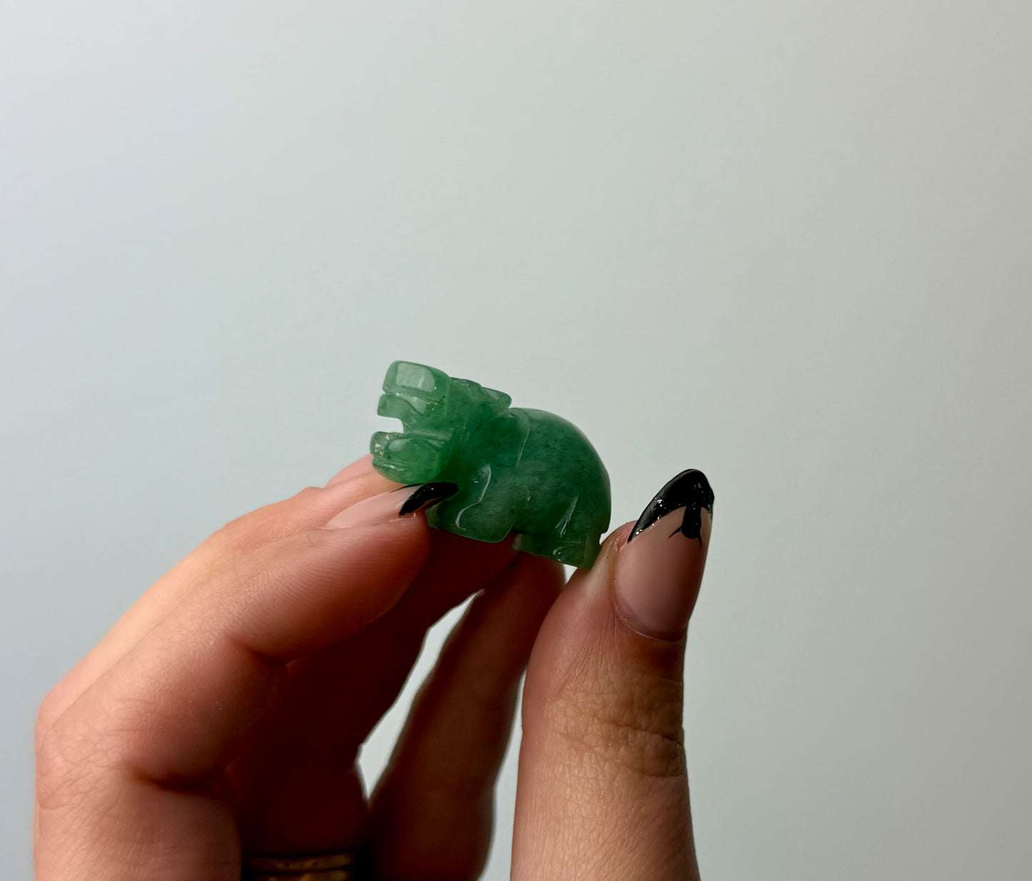 Green aventurine hippopotamus carving 