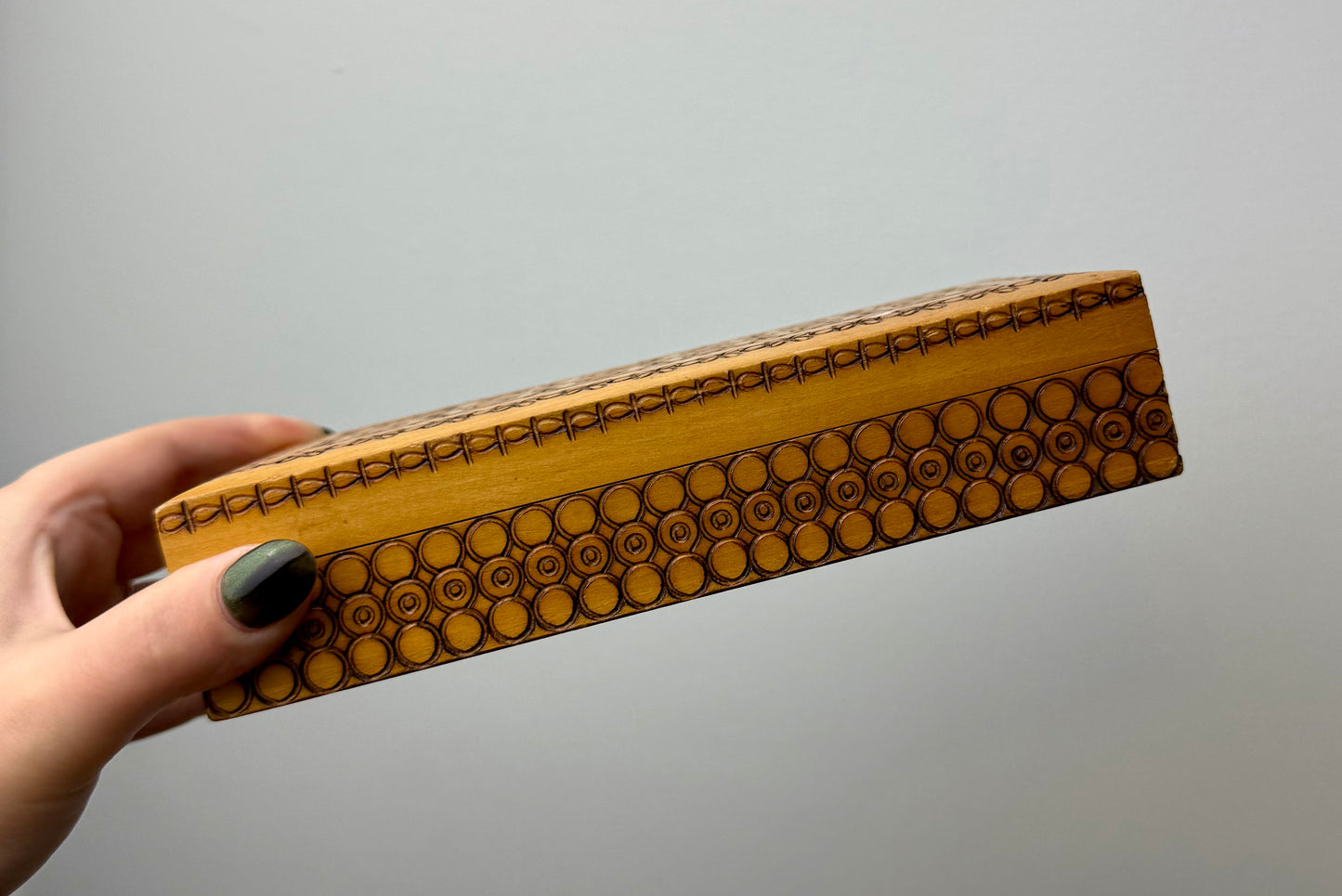 Wood burned trinket box thrifted find