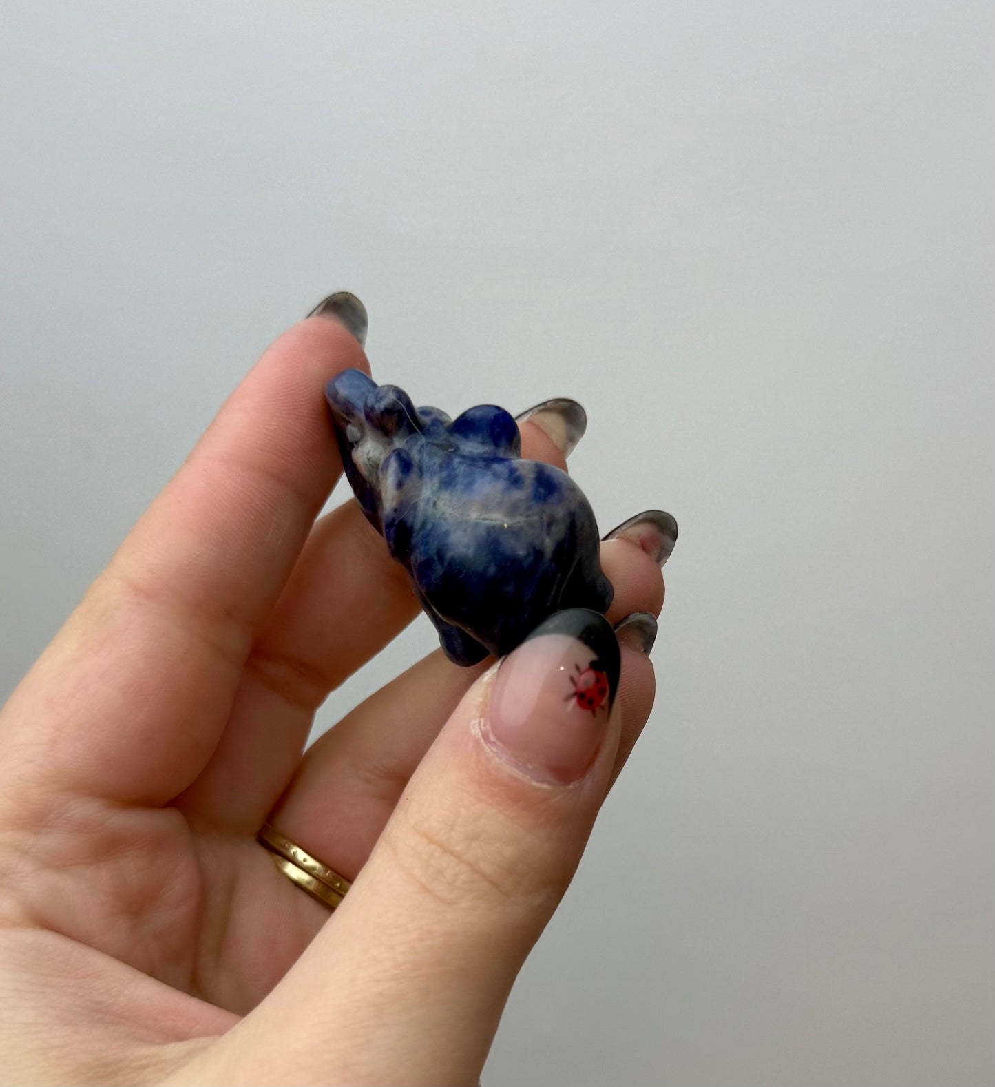 Sodalite elephant carving