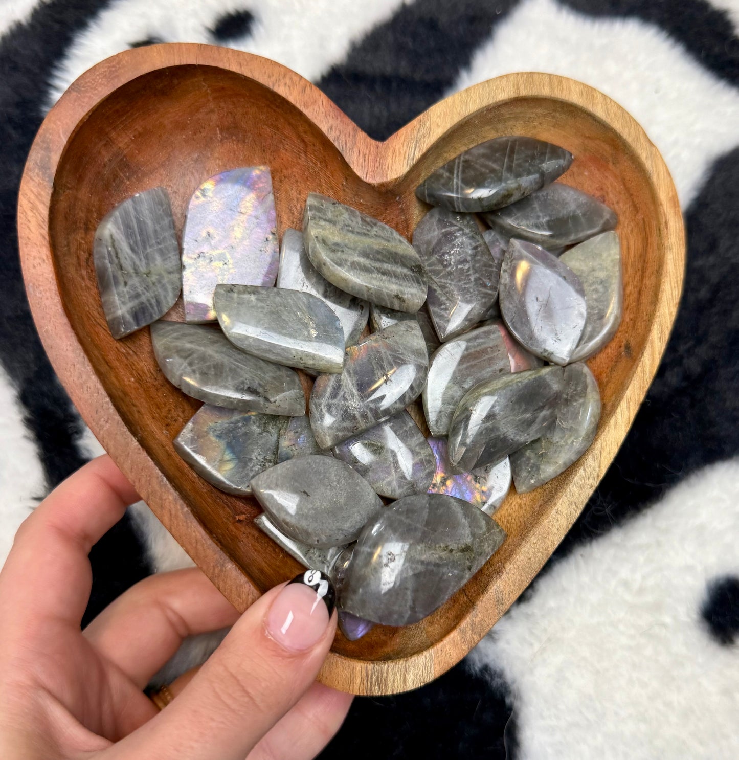 Labradorite cabochon carvings