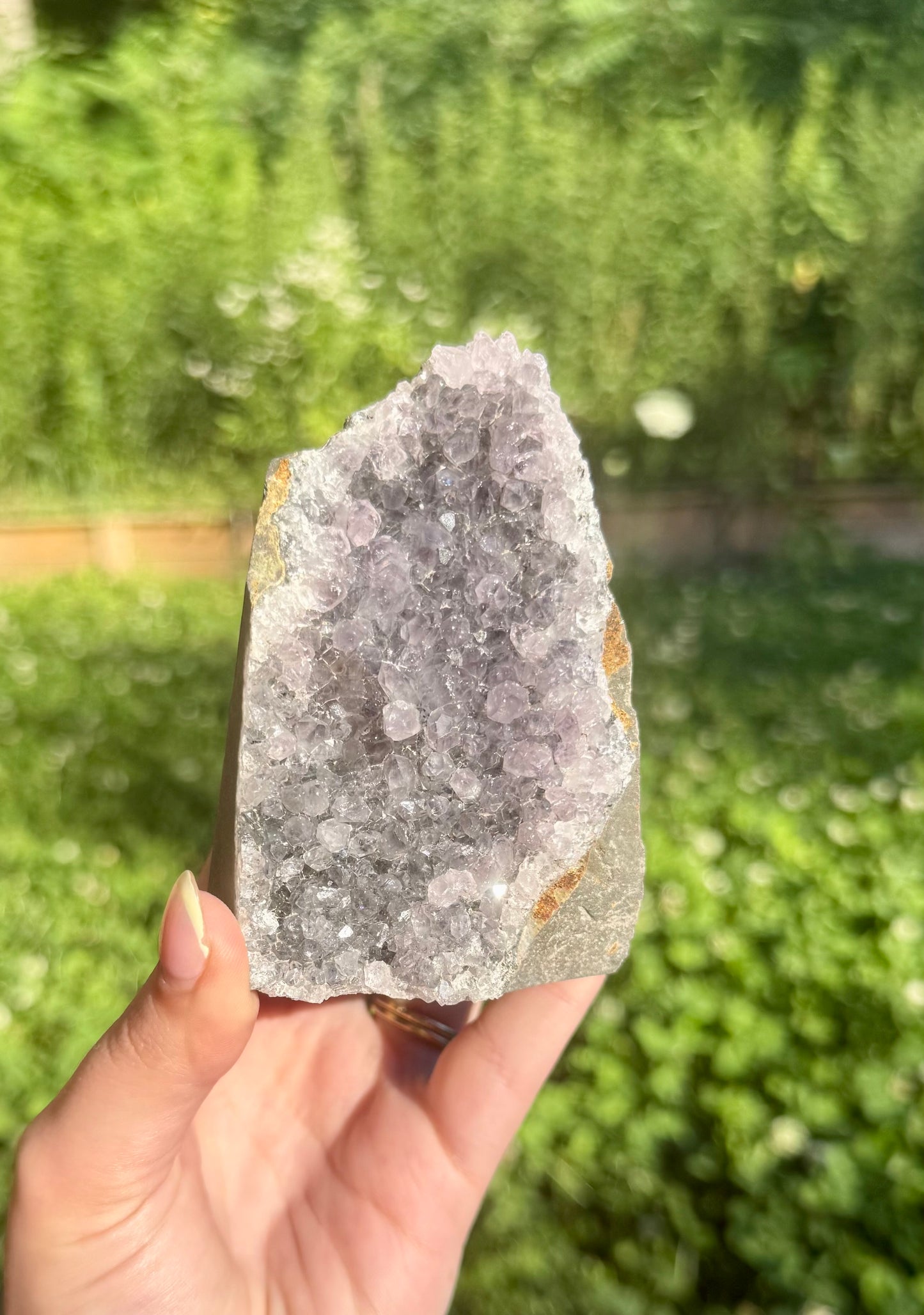 Amethyst cut base cluster