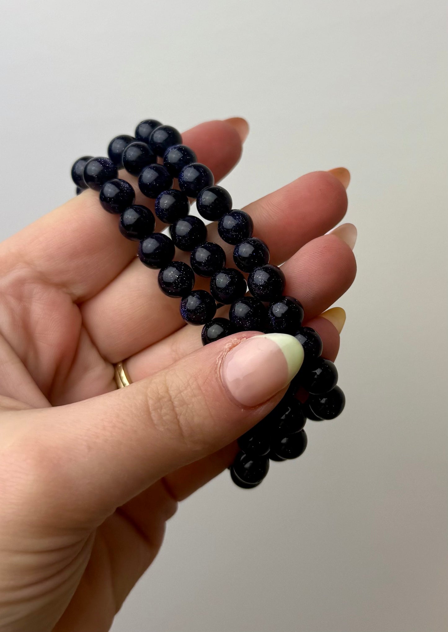 Man made material blue goldstone bracelets