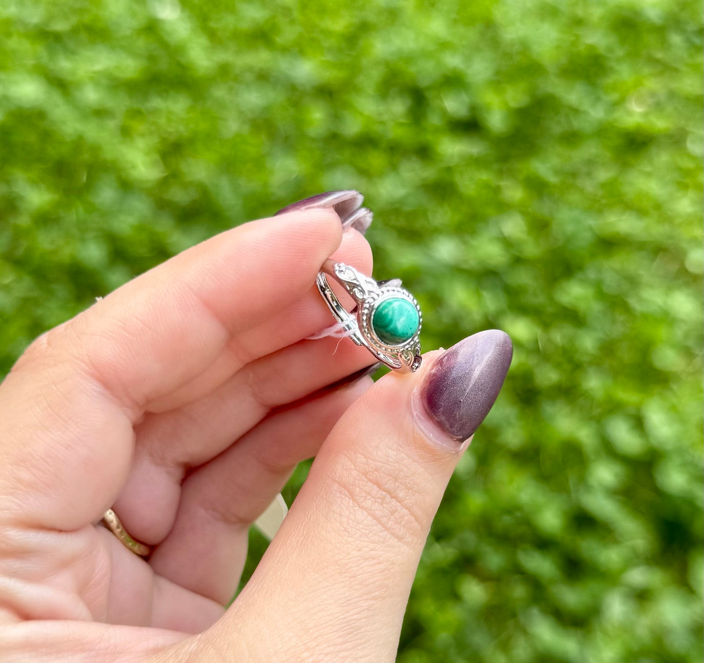Malachite adjustable ring