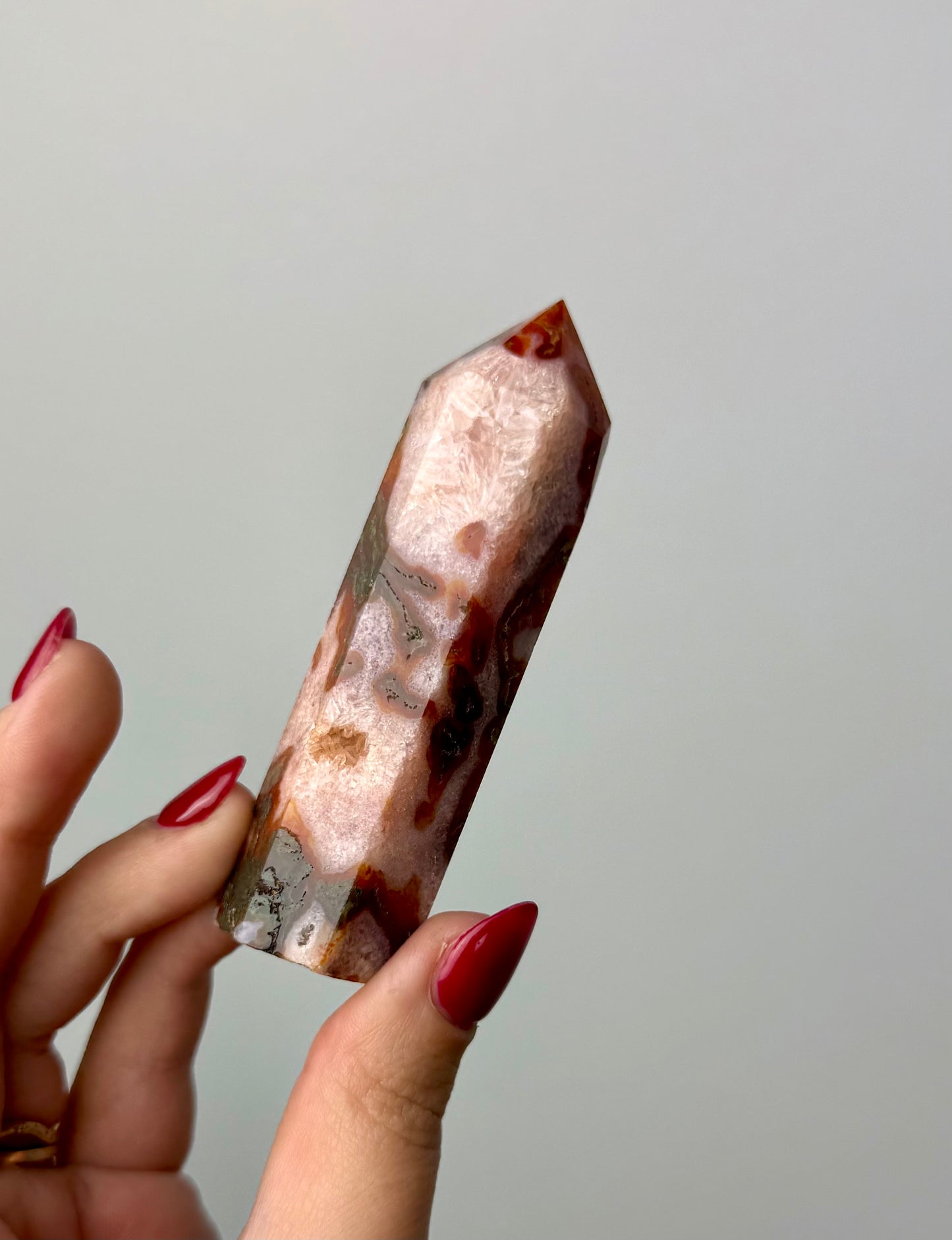 Dyed moss agate tower B