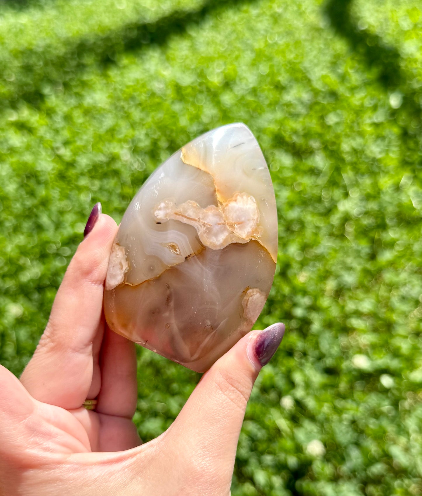 Flower agate tear freeform