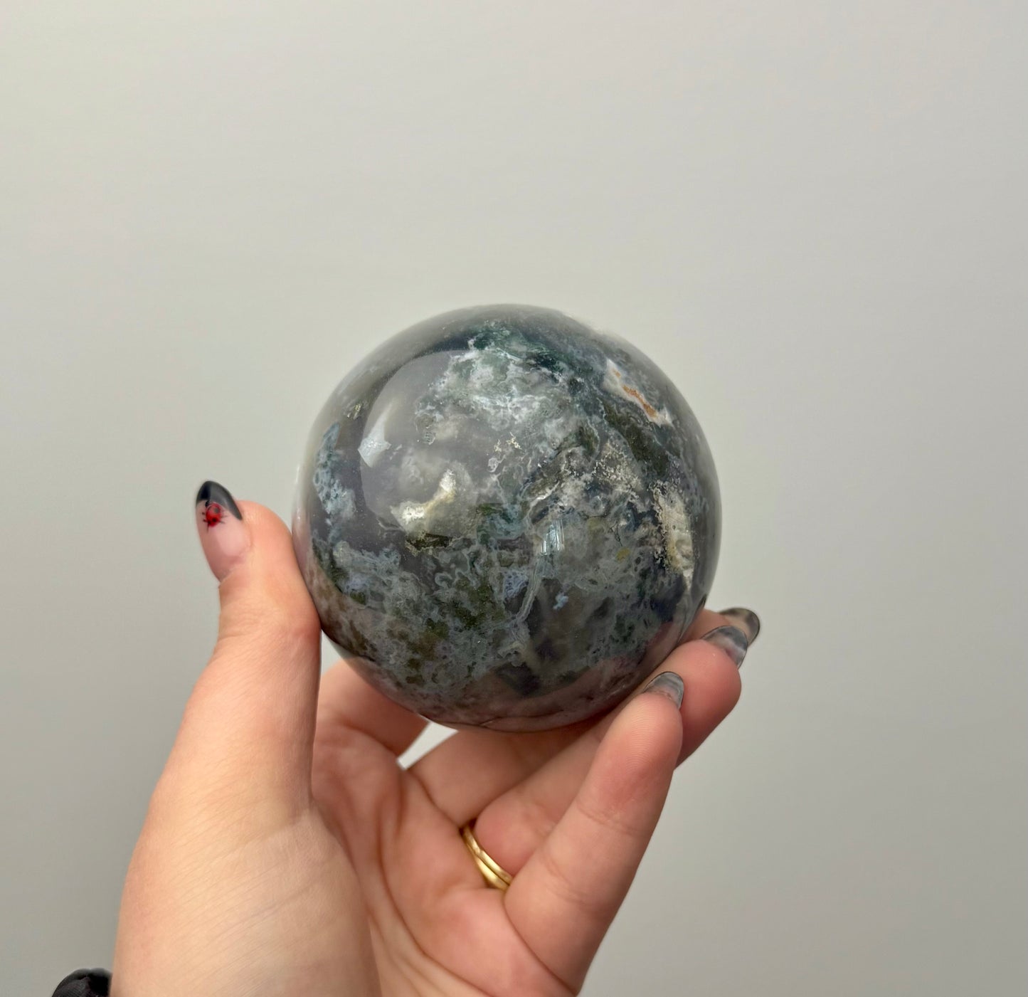 Moss agate sphere