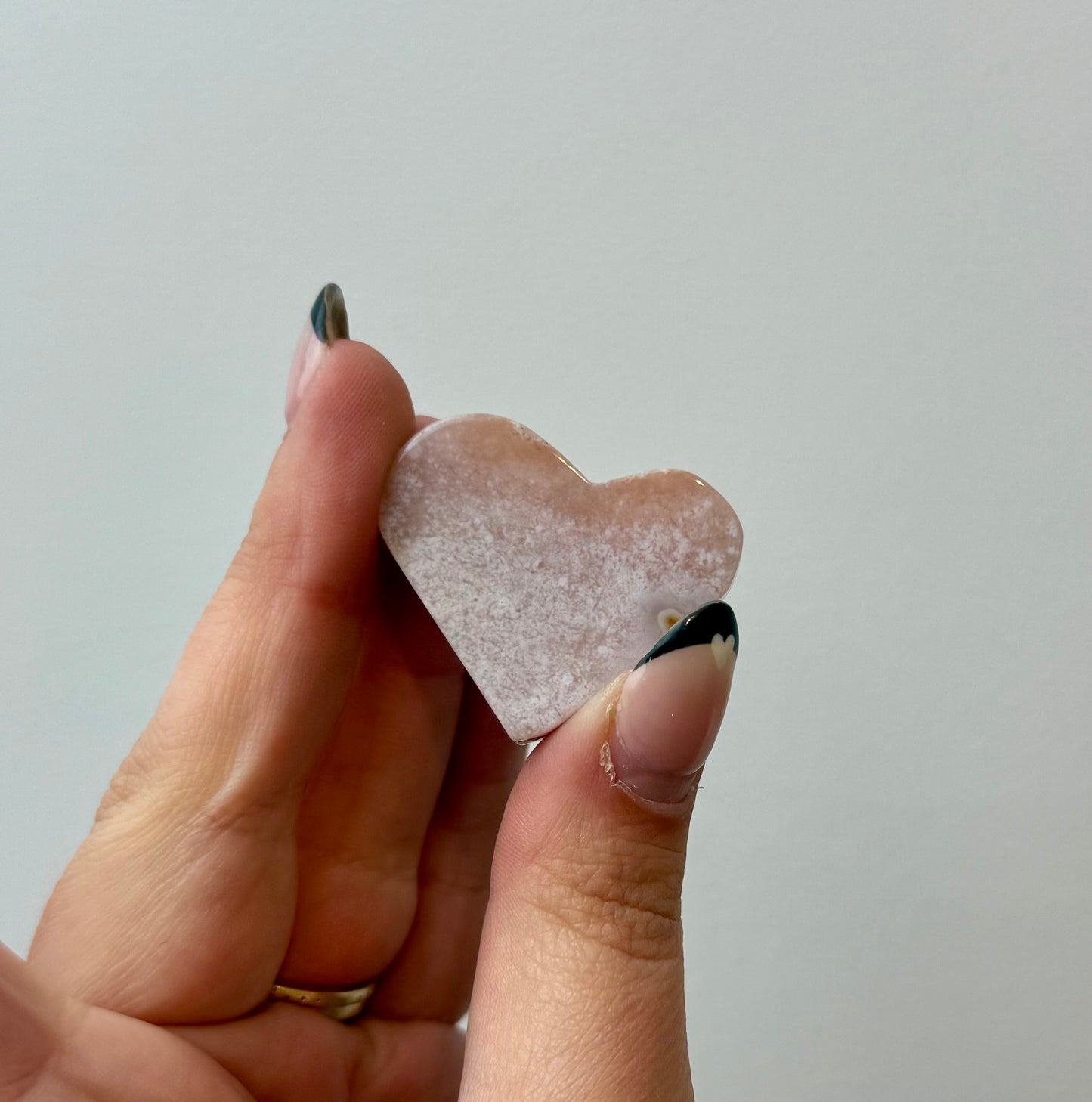 Pink amethyst heart carving