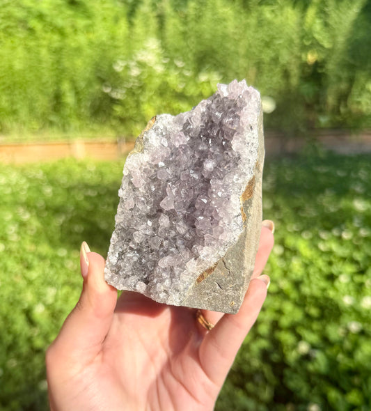 Amethyst cut base cluster