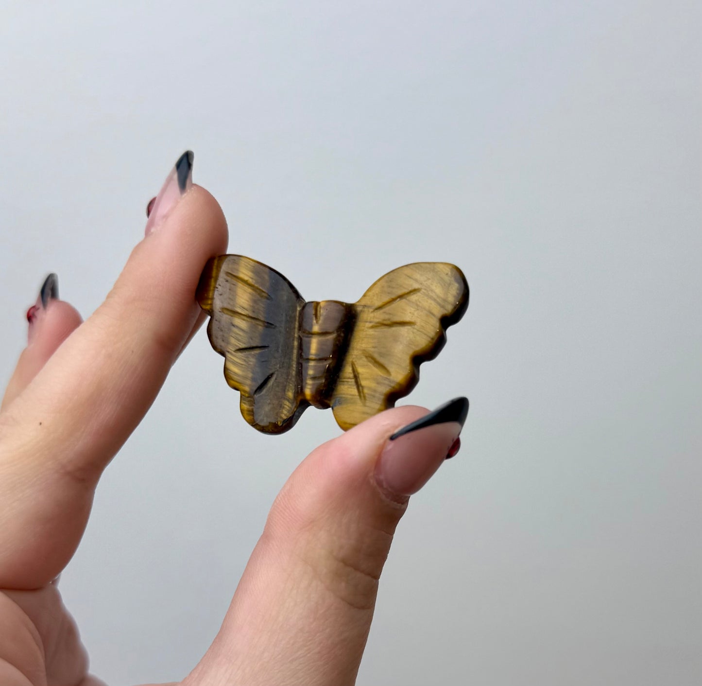 Tigers eye butterfly carving