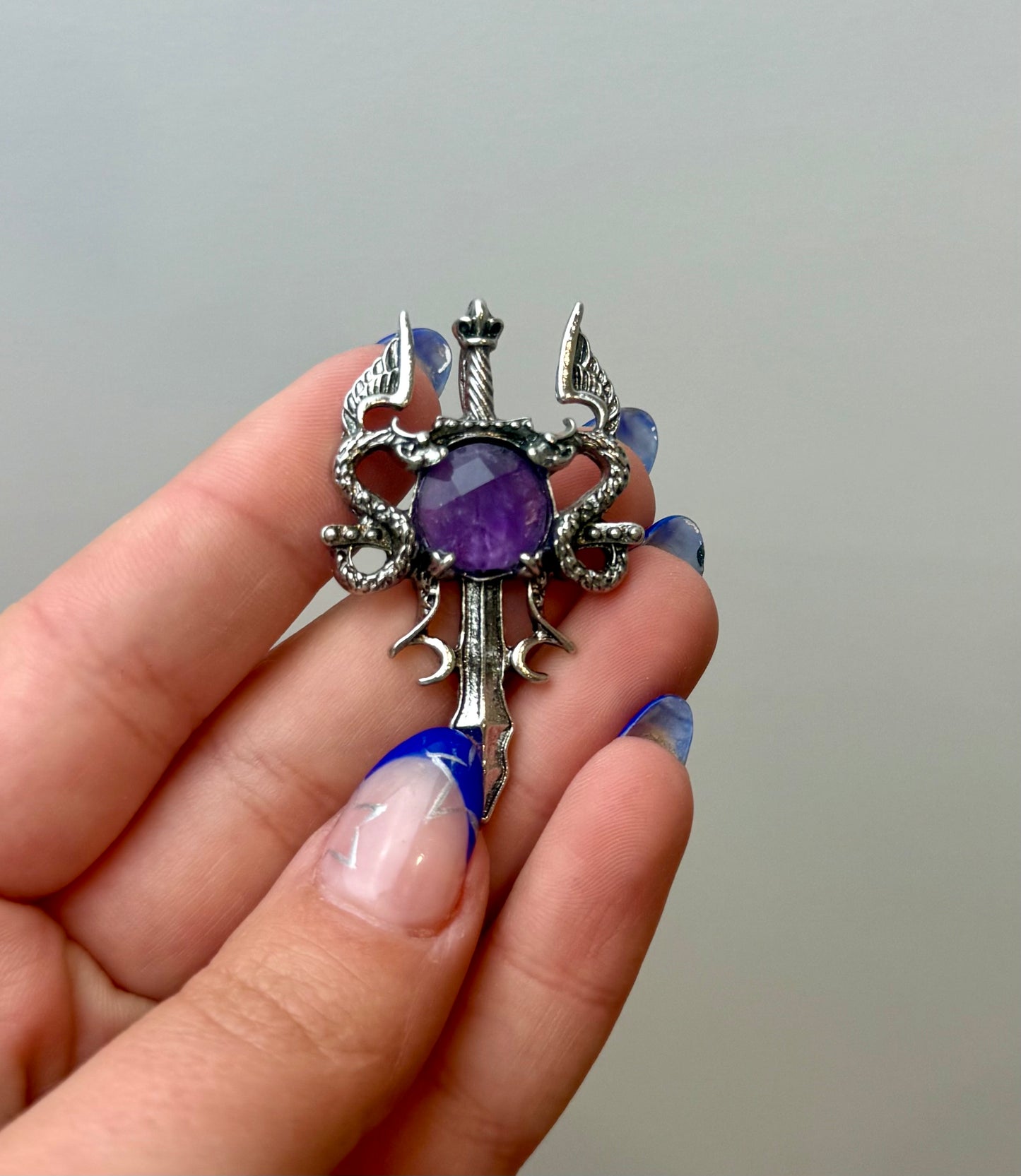 Amethyst sword pendant