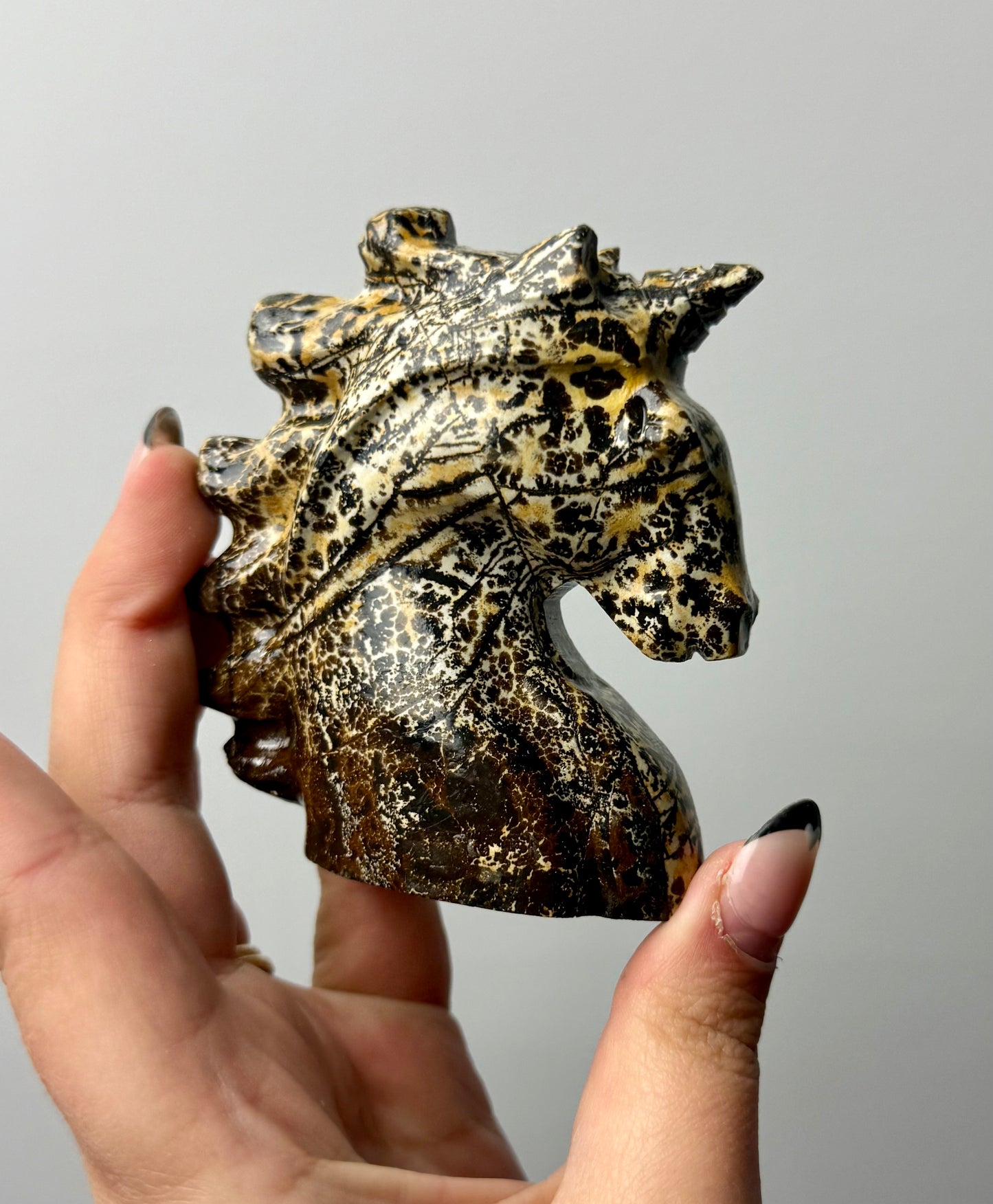 Picture jasper unicorn carving